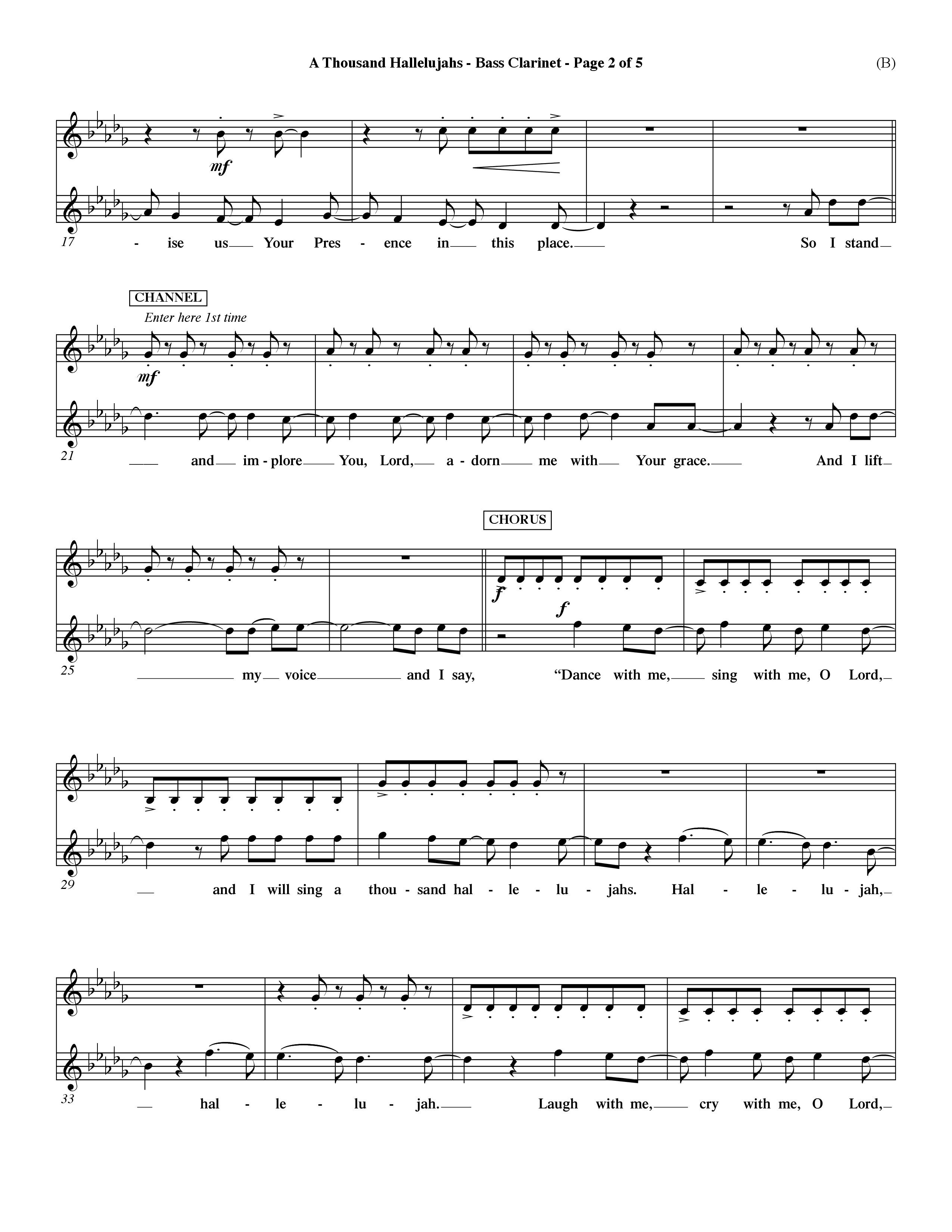 A Thousand Hallelujahs (Choral Anthem SATB) Bass Clarinet (Word Music Choral / Arr. David Shipps)