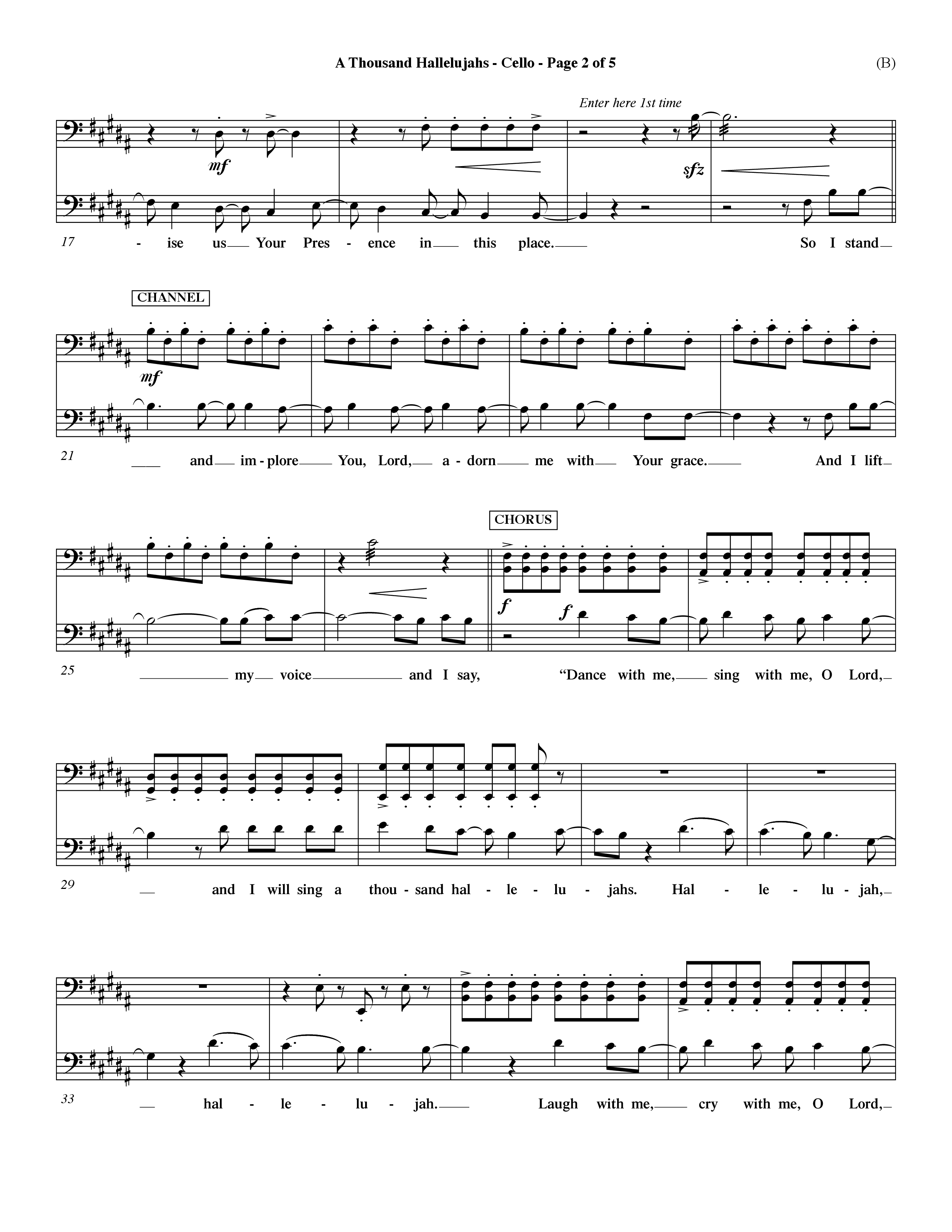 A Thousand Hallelujahs (Choral Anthem SATB) Cello (Word Music Choral / Arr. David Shipps)