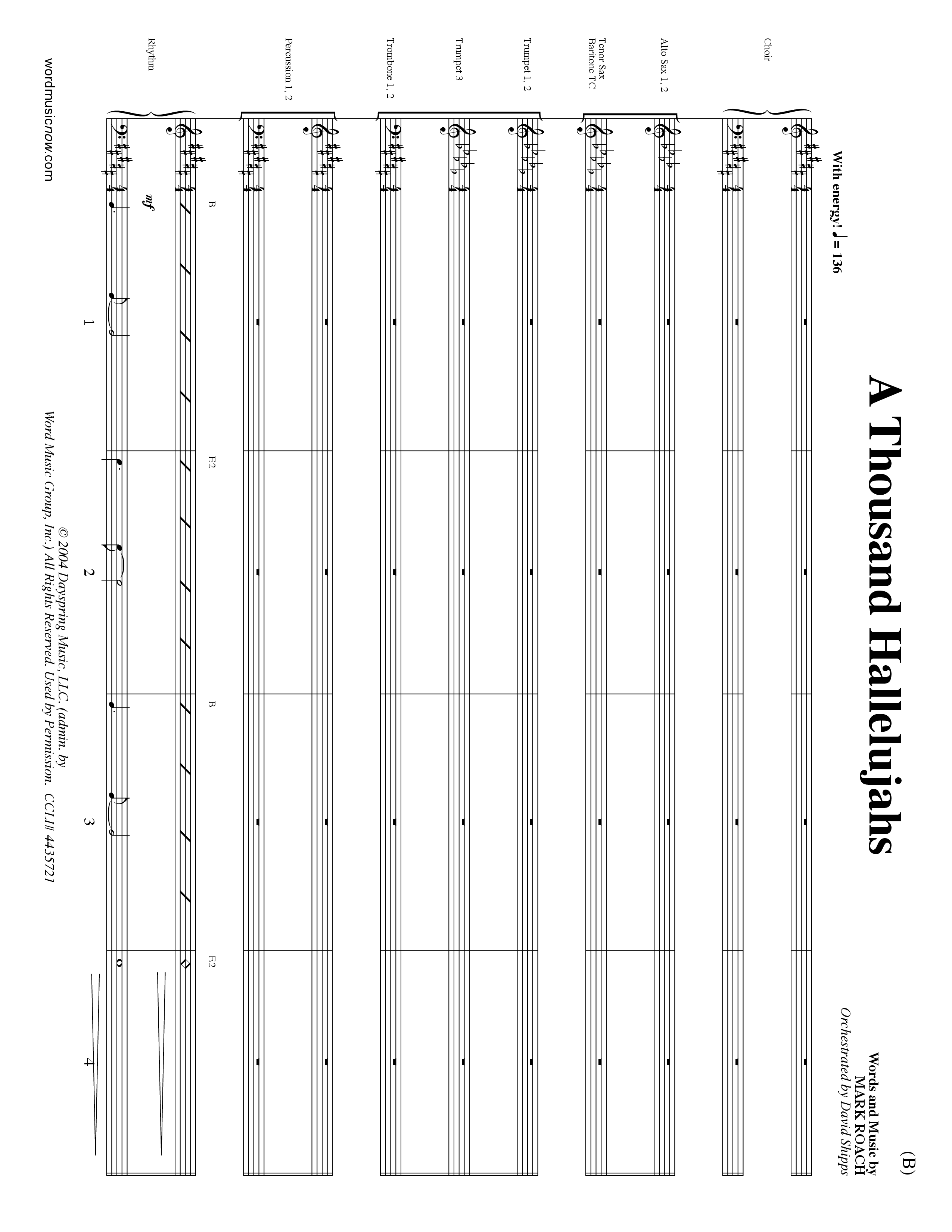 A Thousand Hallelujahs (Choral Anthem SATB) Conductor's Score (Word Music Choral / Arr. David Shipps)