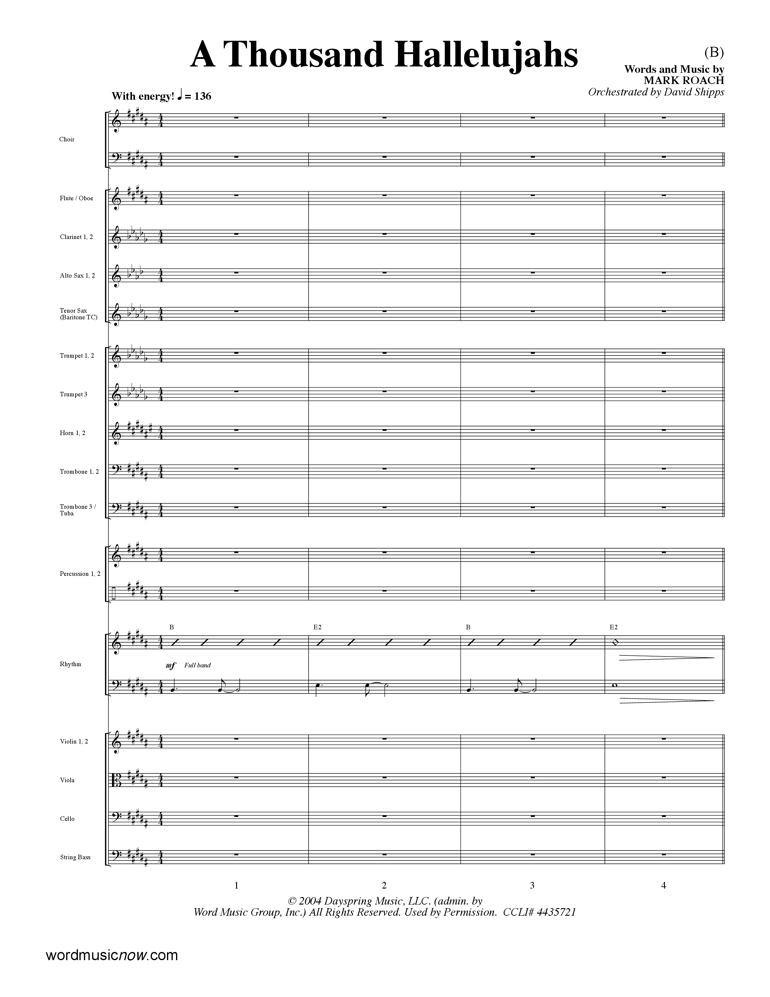 A Thousand Hallelujahs (Choral Anthem SATB) Conductor's Score (Word Music Choral / Arr. David Shipps)