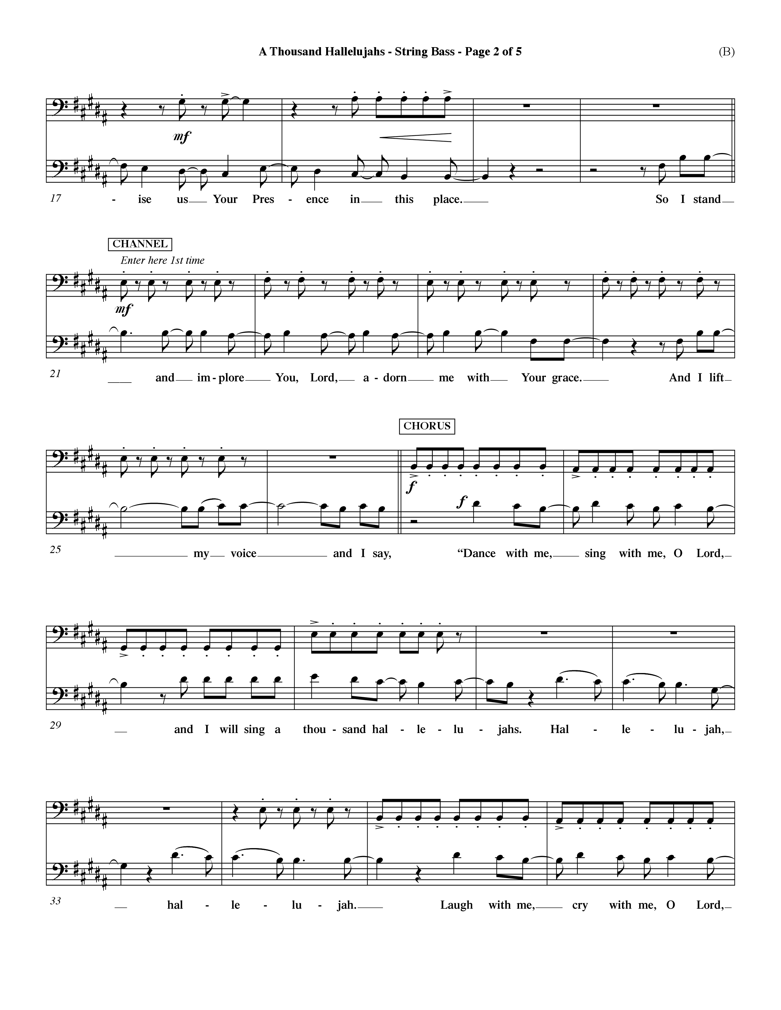A Thousand Hallelujahs (Choral Anthem SATB) Contrabass (Word Music Choral / Arr. David Shipps)