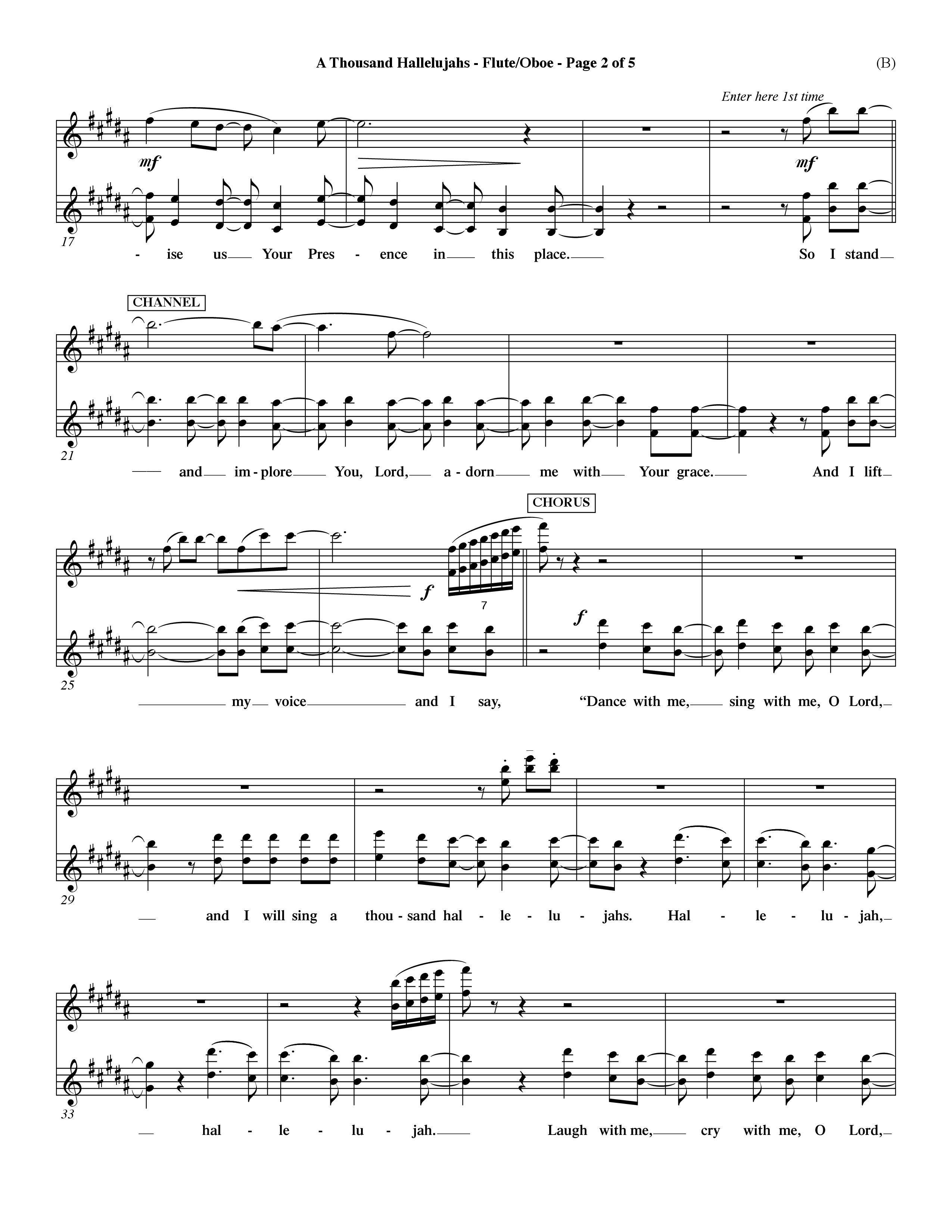 A Thousand Hallelujahs (Choral Anthem SATB) Flute/Oboe (Word Music Choral / Arr. David Shipps)