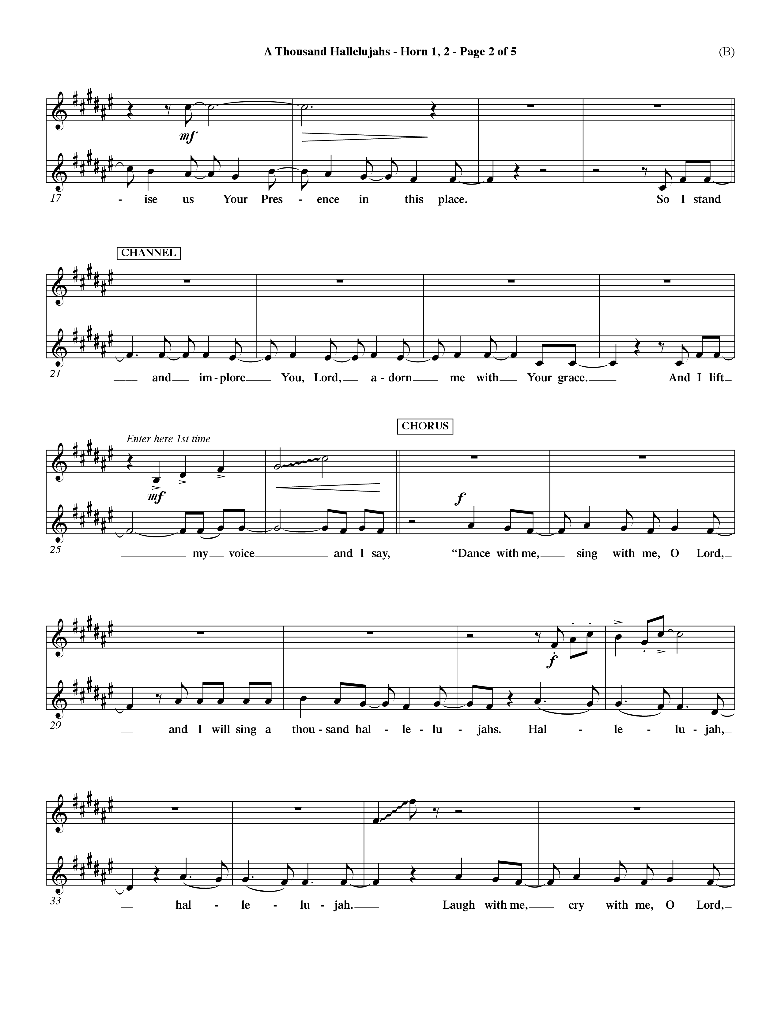 A Thousand Hallelujahs (Choral Anthem SATB) French Horn (Word Music Choral / Arr. David Shipps)