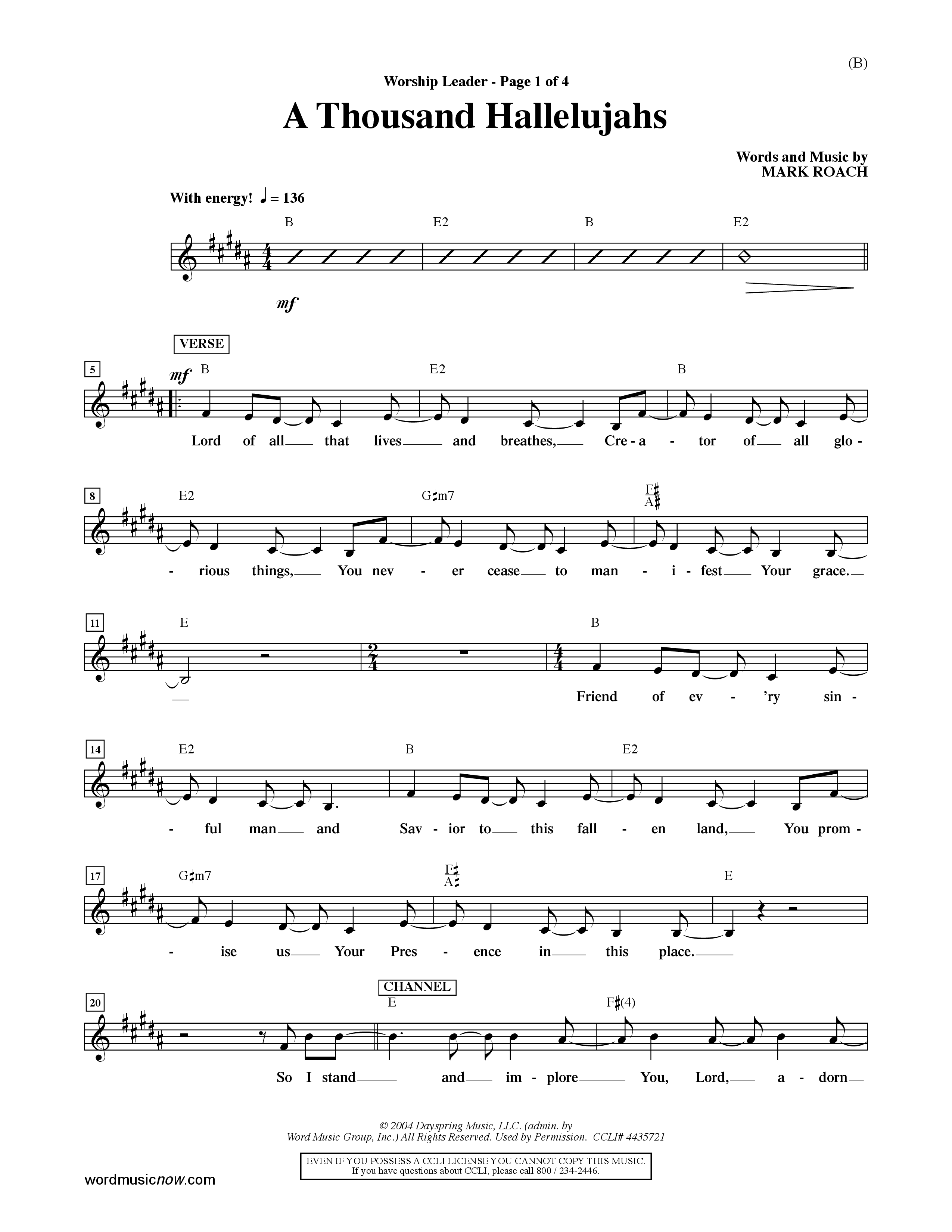 A Thousand Hallelujahs (Choral Anthem SATB) Rhythm Pack (Word Music Choral / Arr. David Shipps)