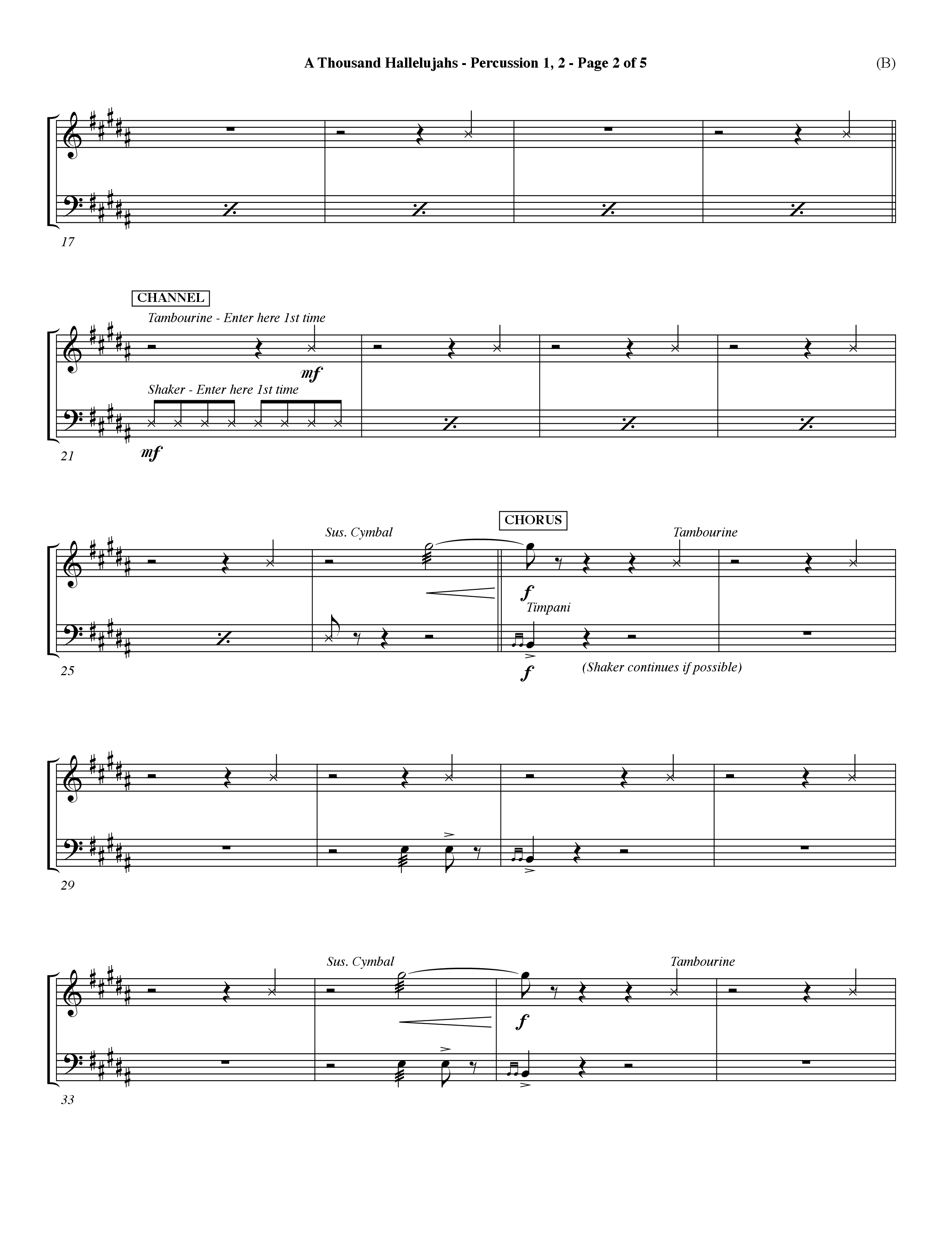 A Thousand Hallelujahs (Choral Anthem SATB) Percussion 1/2 (Word Music Choral / Arr. David Shipps)