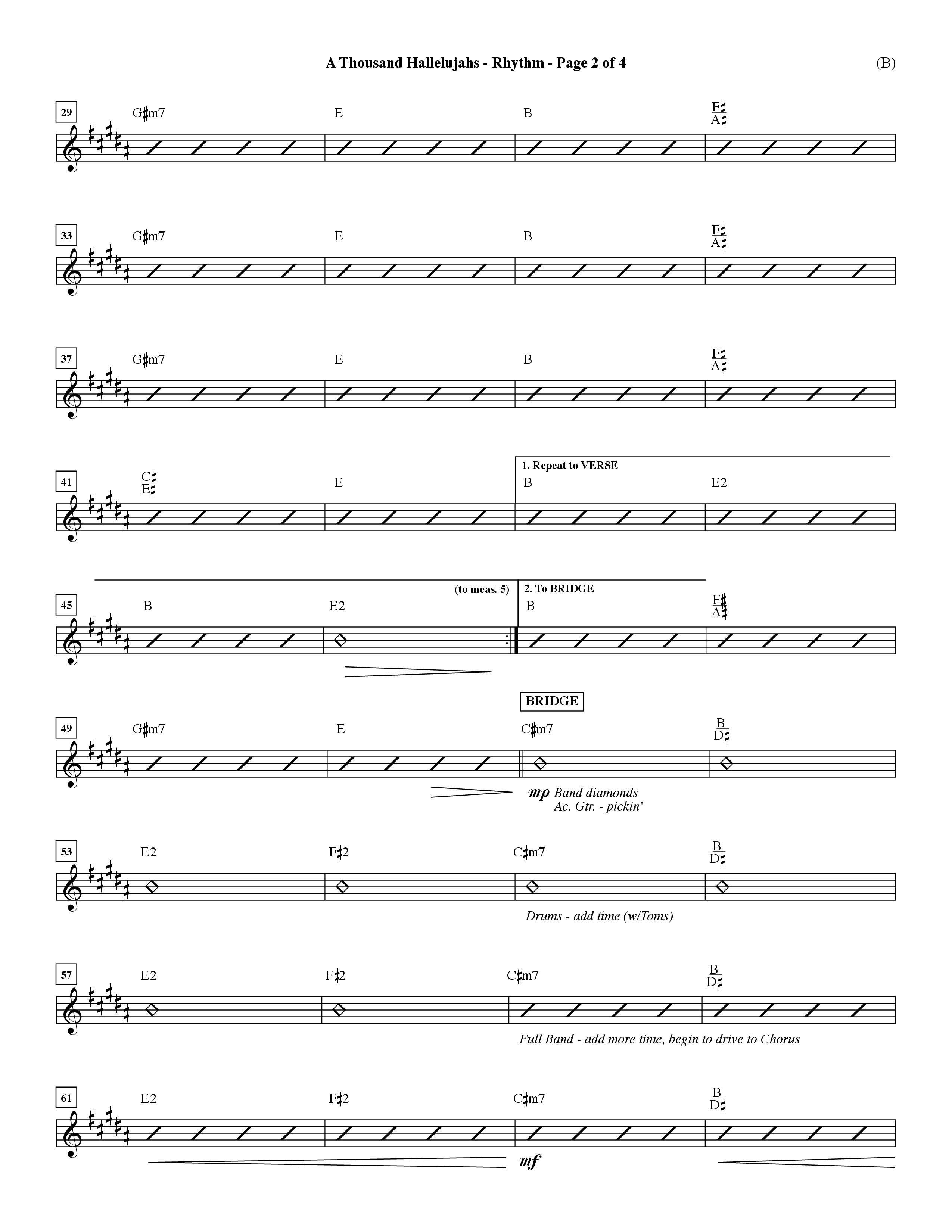 A Thousand Hallelujahs (Choral Anthem SATB) Rhythm Chart (Word Music Choral / Arr. David Shipps)