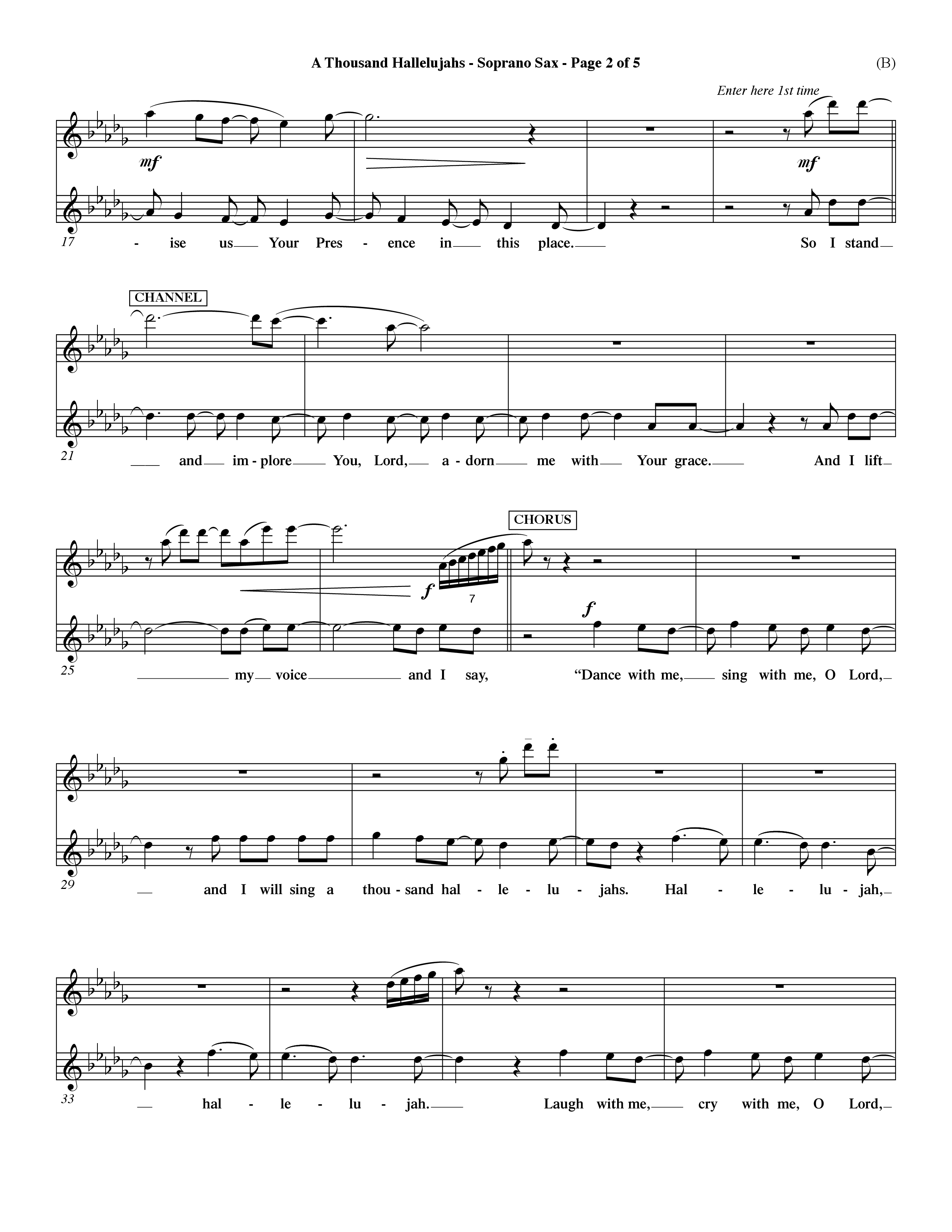 A Thousand Hallelujahs (Choral Anthem SATB) Saxophone (Word Music Choral / Arr. David Shipps)