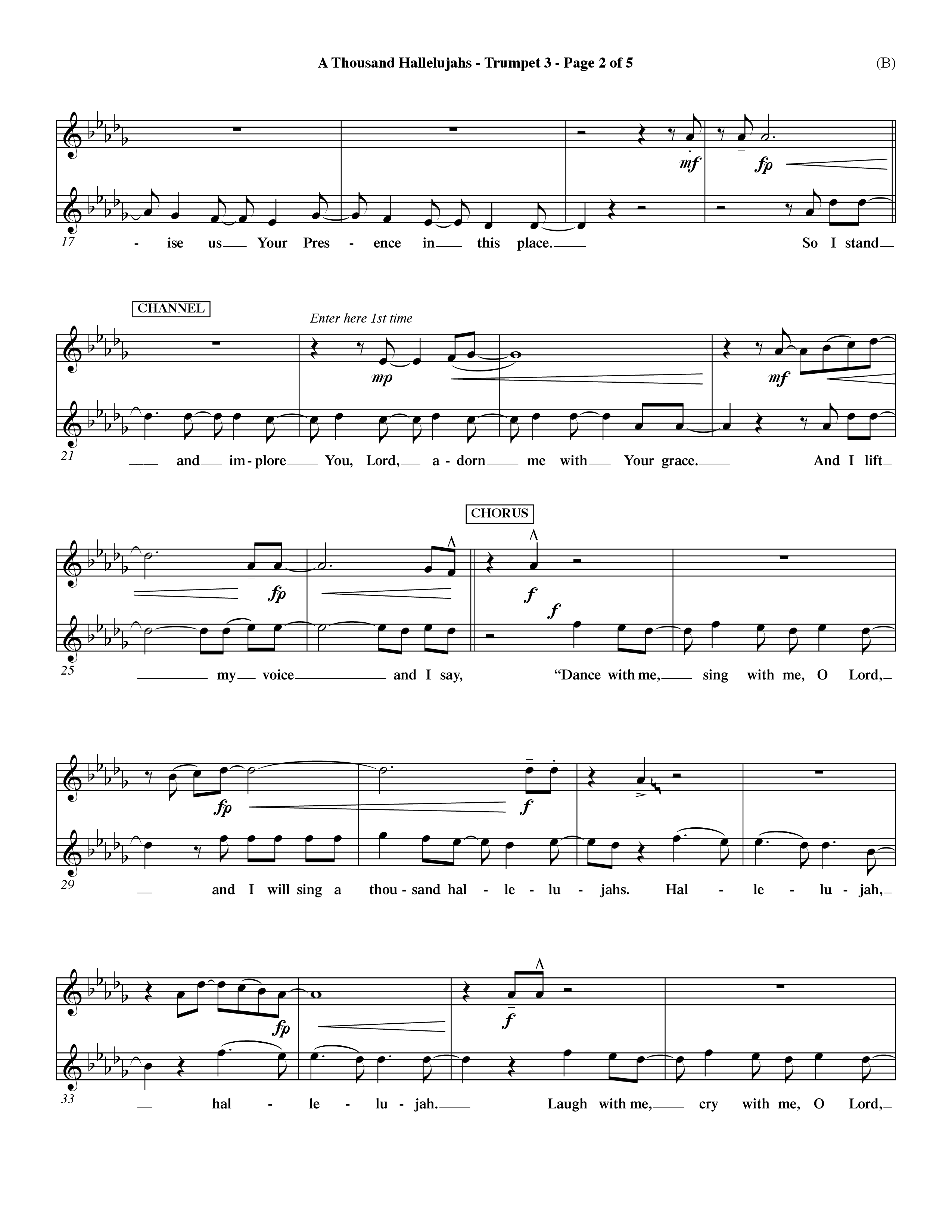 A Thousand Hallelujahs (Choral Anthem SATB) Trumpet 3 (Word Music Choral / Arr. David Shipps)