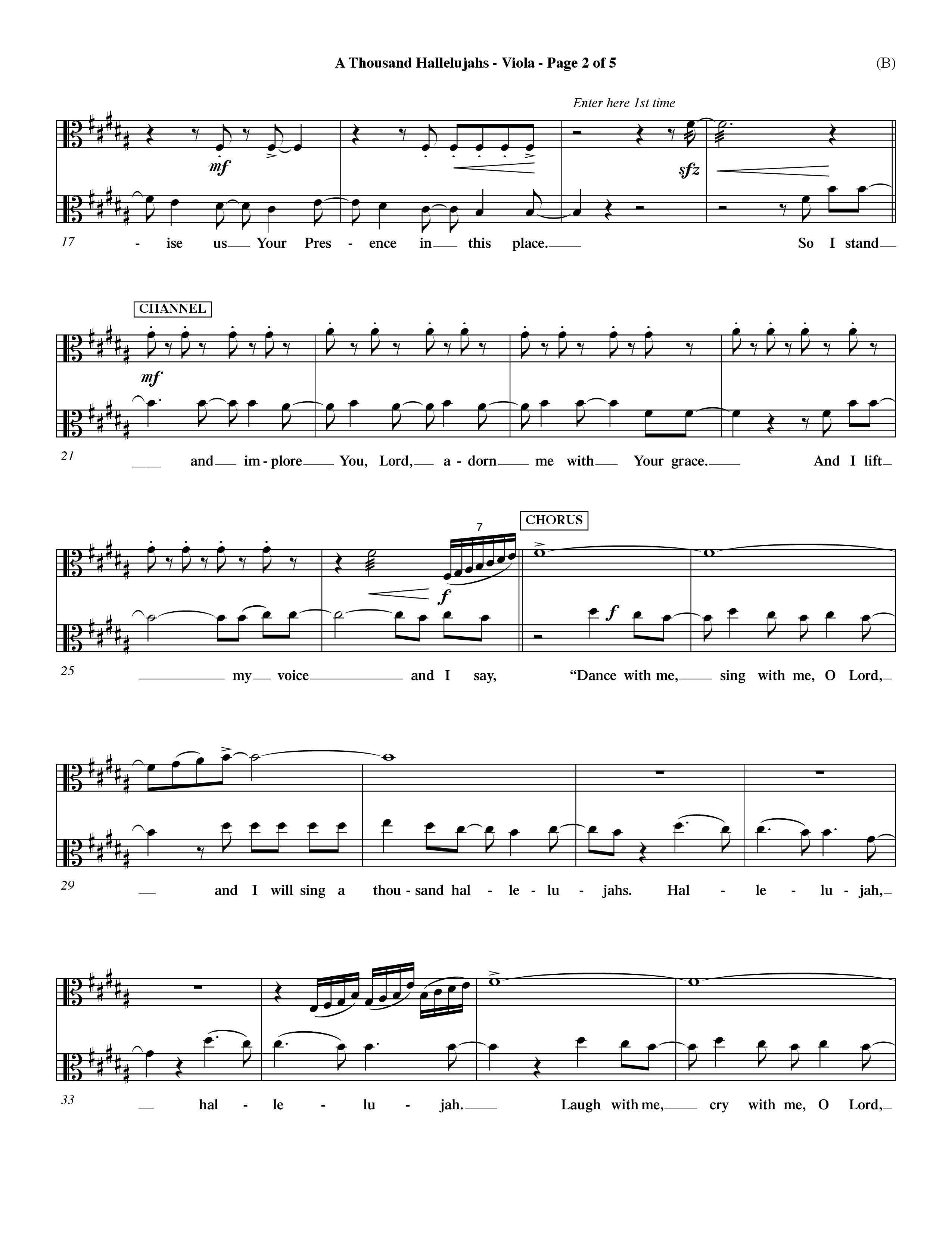 A Thousand Hallelujahs (Choral Anthem SATB) Viola (Word Music Choral / Arr. David Shipps)