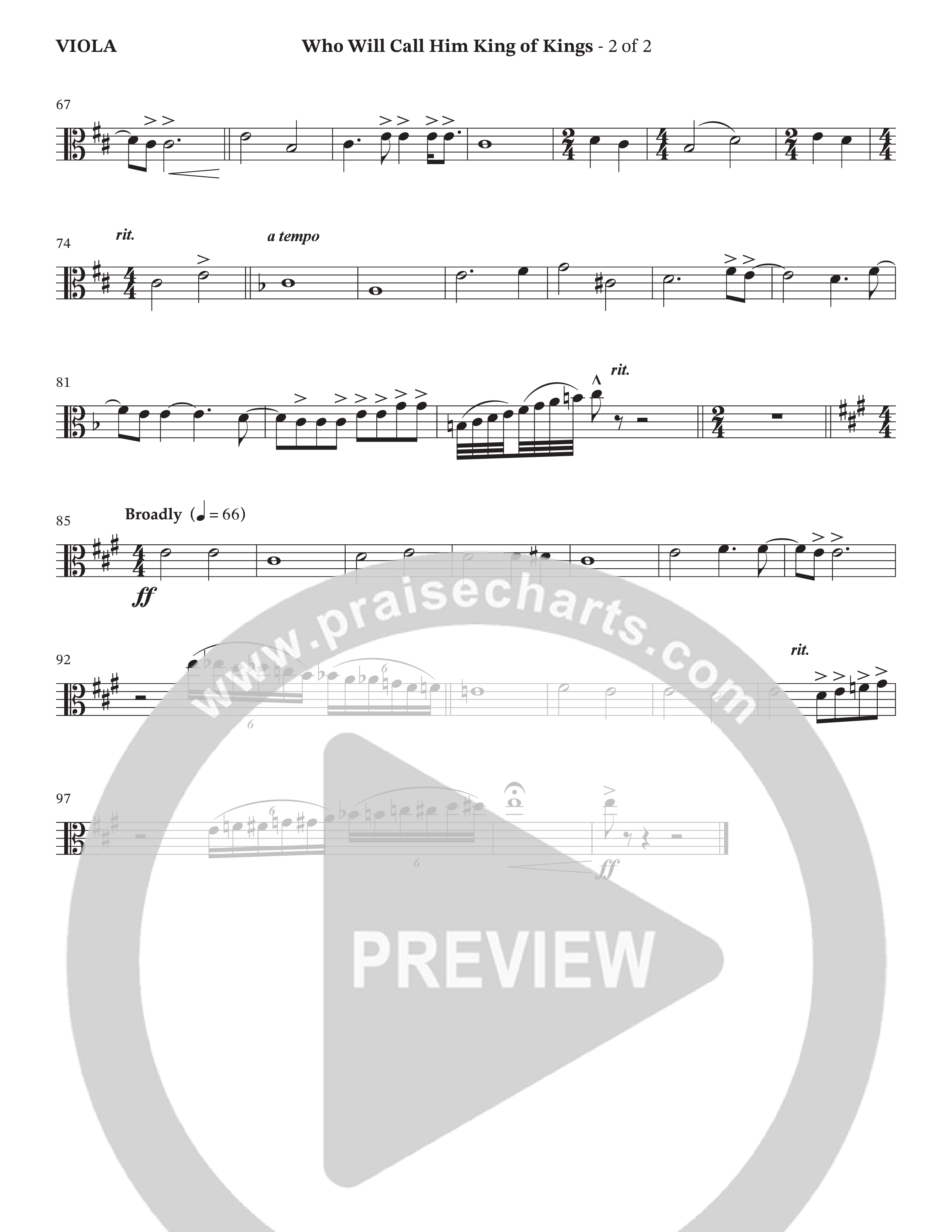 Who Will Call Him King Of Kings (Choral Anthem SATB) Viola (TaRanda Greene / Prestonwood Choir / Arr. Jonathan Walker / Orch. Wayne Haun)