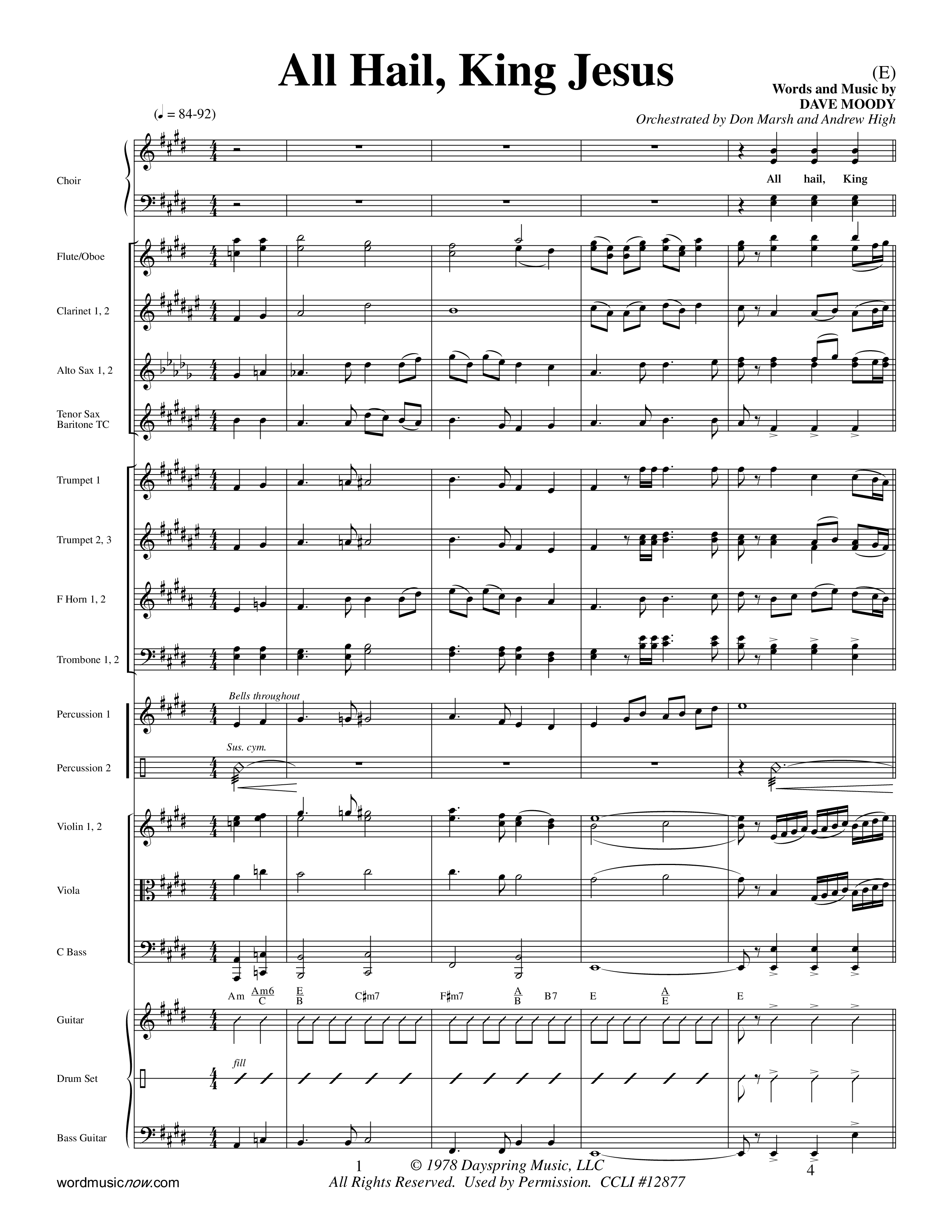 All Hail King Jesus (Choral Anthem SATB) Orchestration (Word Music / Arr. Don Marsh / Orch. Andrew High)