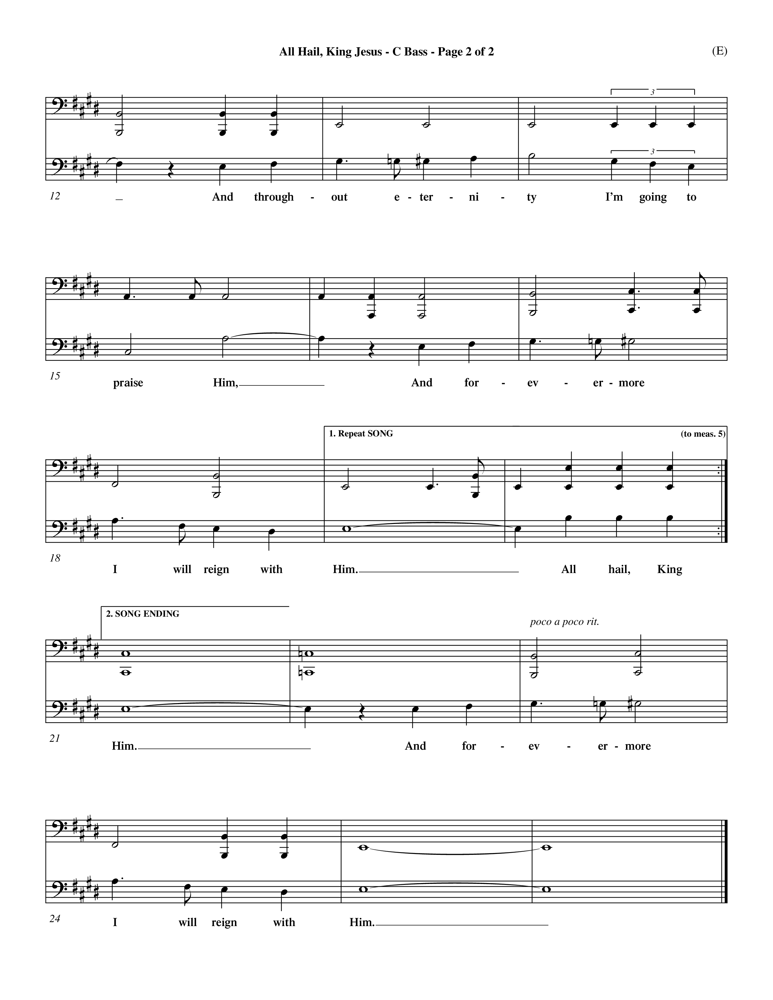 All Hail King Jesus (Choral Anthem SATB) Contrabass (Word Music / Arr. Don Marsh / Orch. Andrew High)