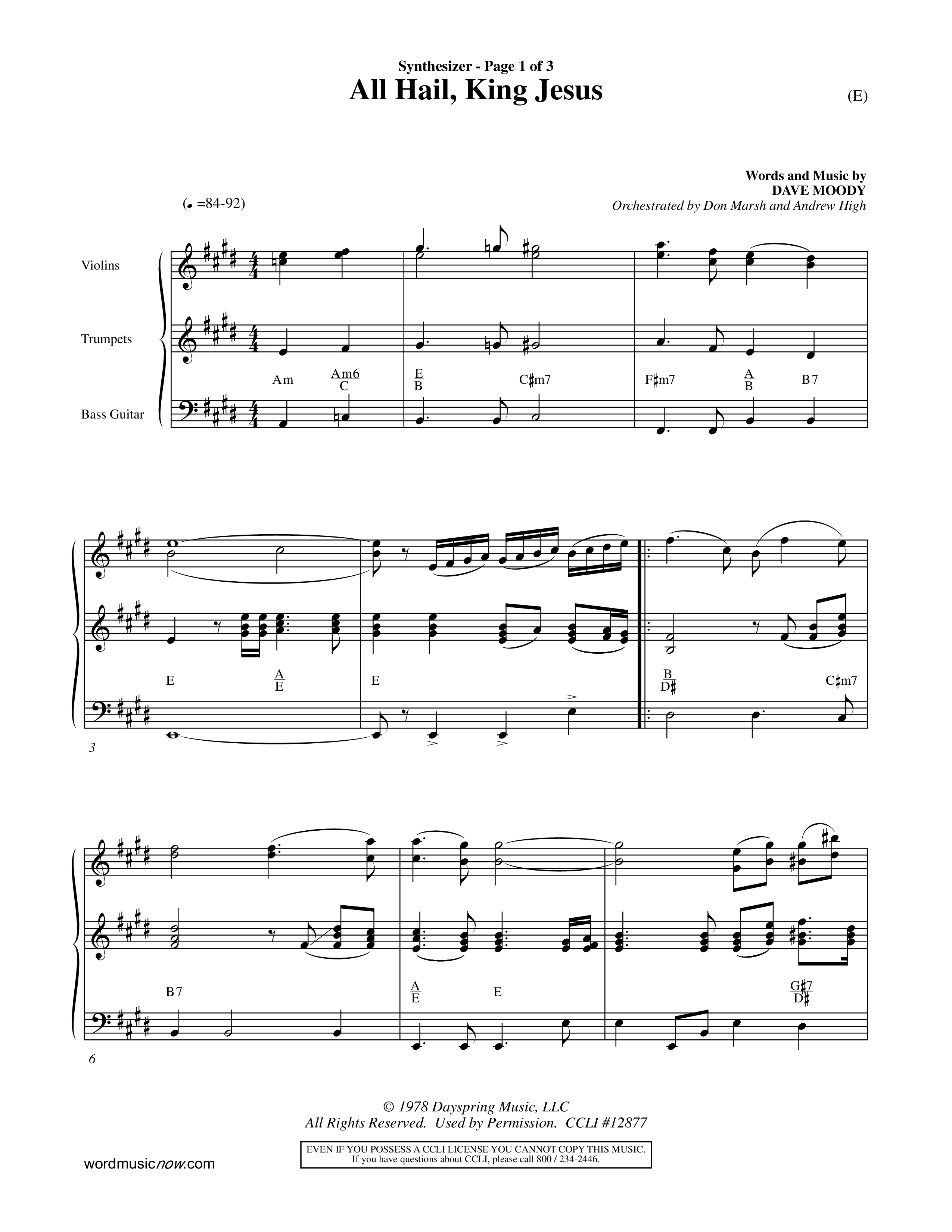 All Hail King Jesus (Choral Anthem SATB) Synth (Word Music / Arr. Don Marsh / Orch. Andrew High)