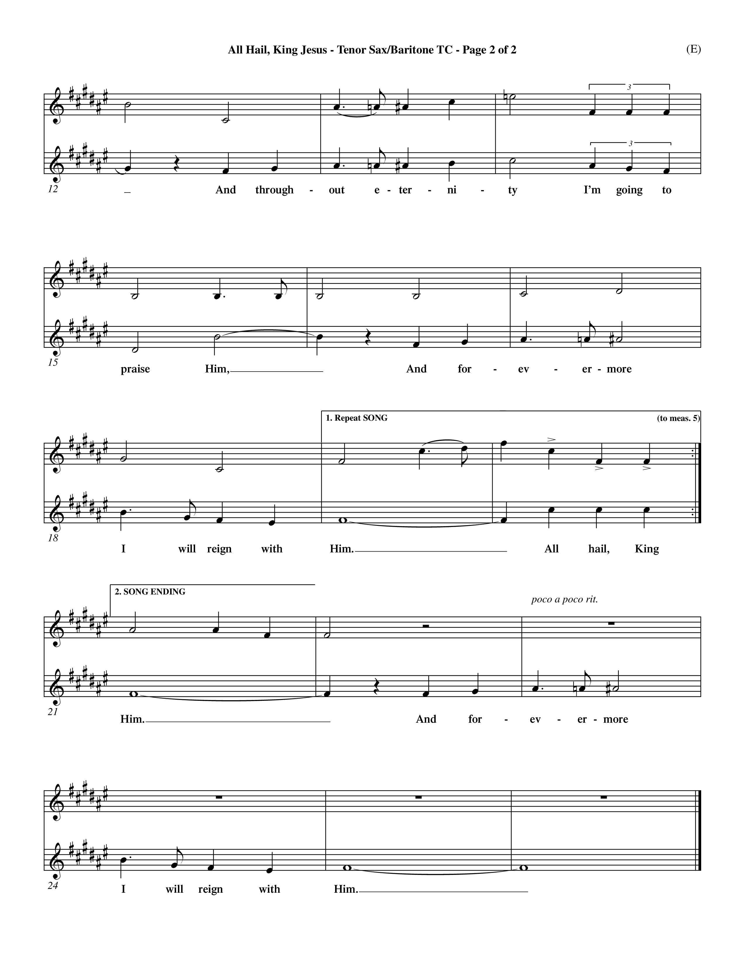 All Hail King Jesus (Choral Anthem SATB) Tenor Sax/Baritone T.C. (Word Music / Arr. Don Marsh / Orch. Andrew High)