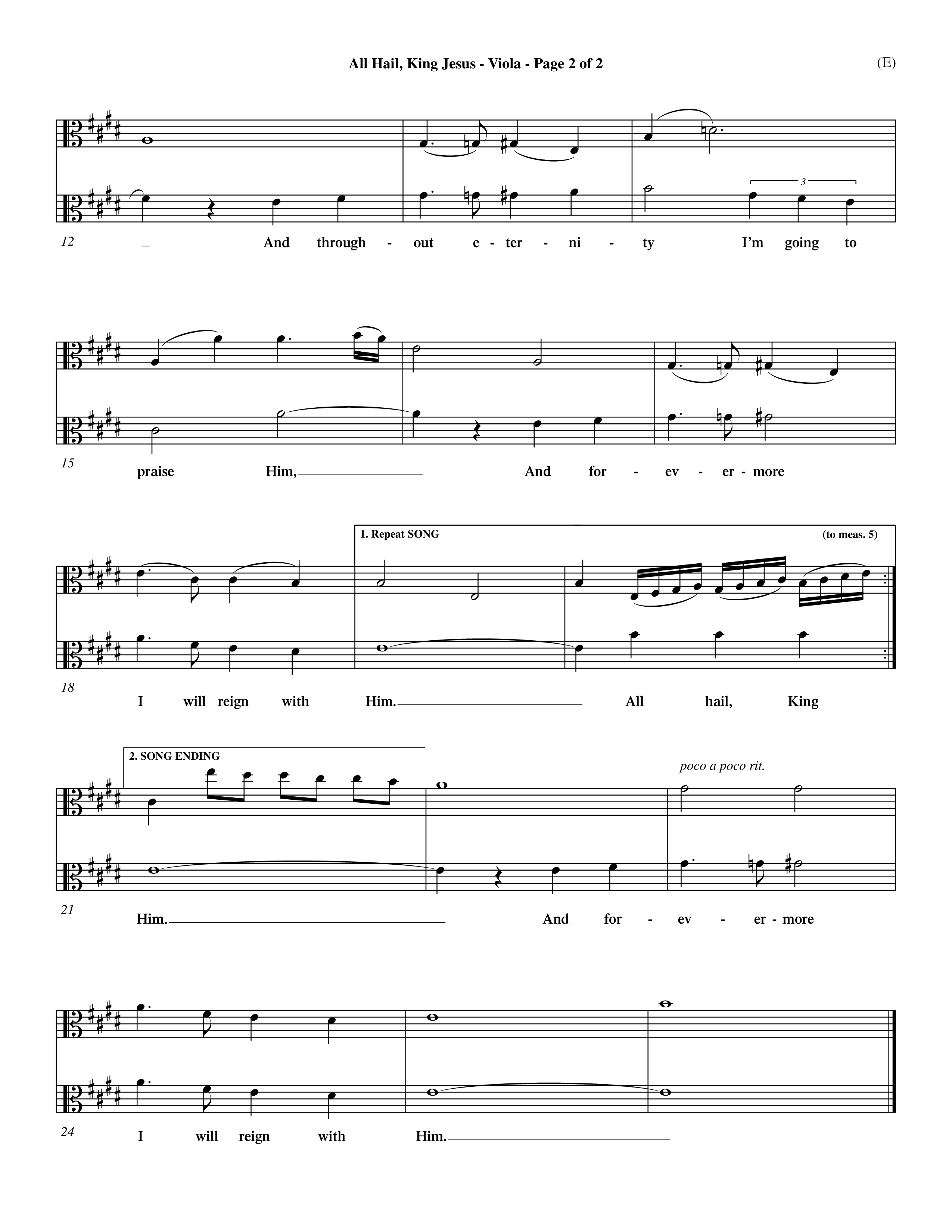 All Hail King Jesus (Choral Anthem SATB) Viola (Word Music / Arr. Don Marsh / Orch. Andrew High)