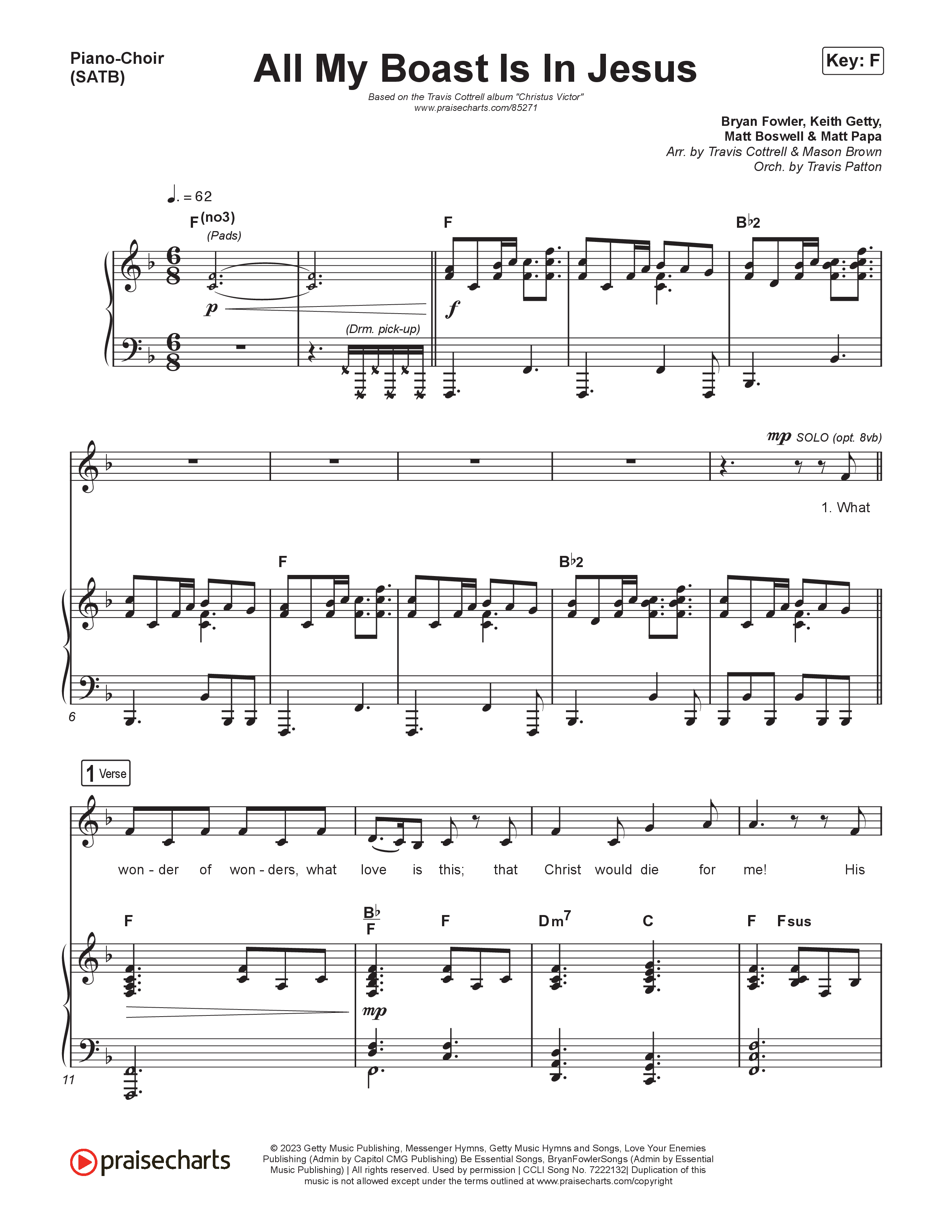 Christus Victor: Hymns of the Gettys (Vol. 1) (8 Song Choral Collection) Song 7 (Piano SATB) (Travis Cottrell)