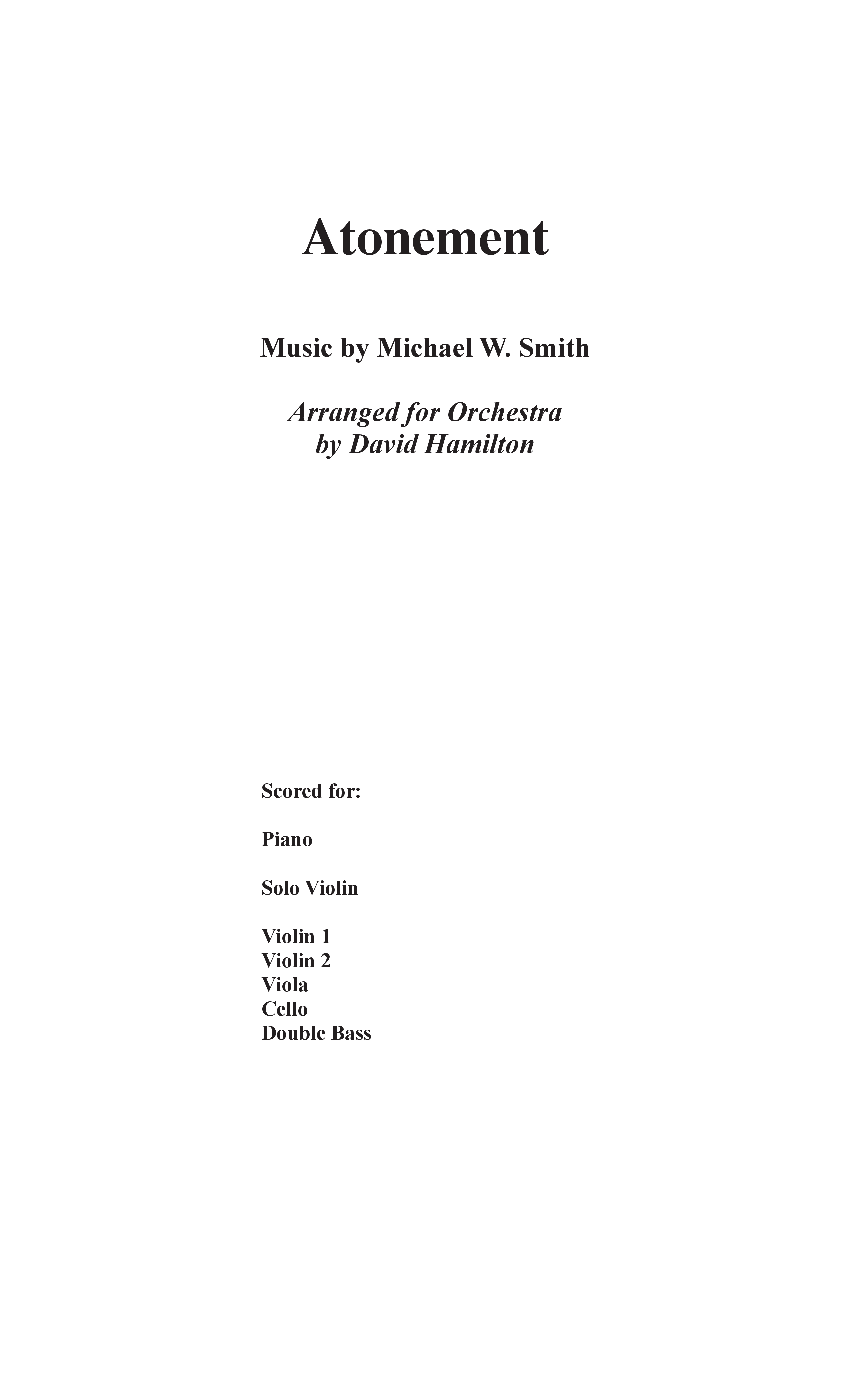 Atonement (Instrumental) Orchestration (Word Music / Arr. David Hamilton)
