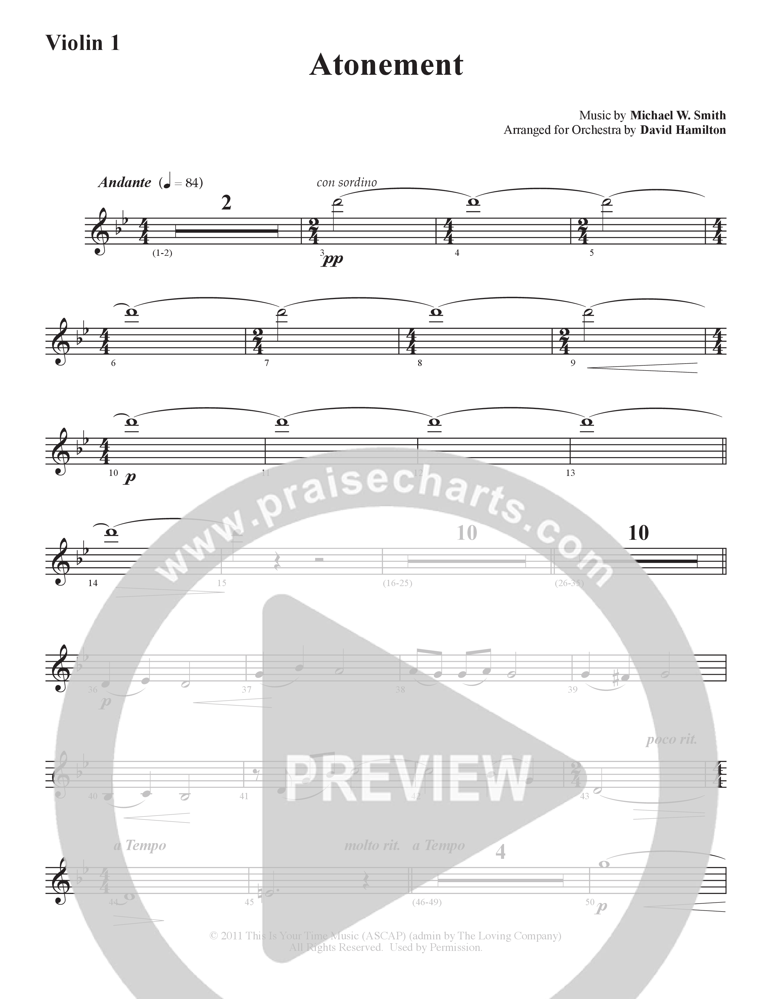 Atonement (Instrumental) Violin 1 (Word Music / Arr. David Hamilton)