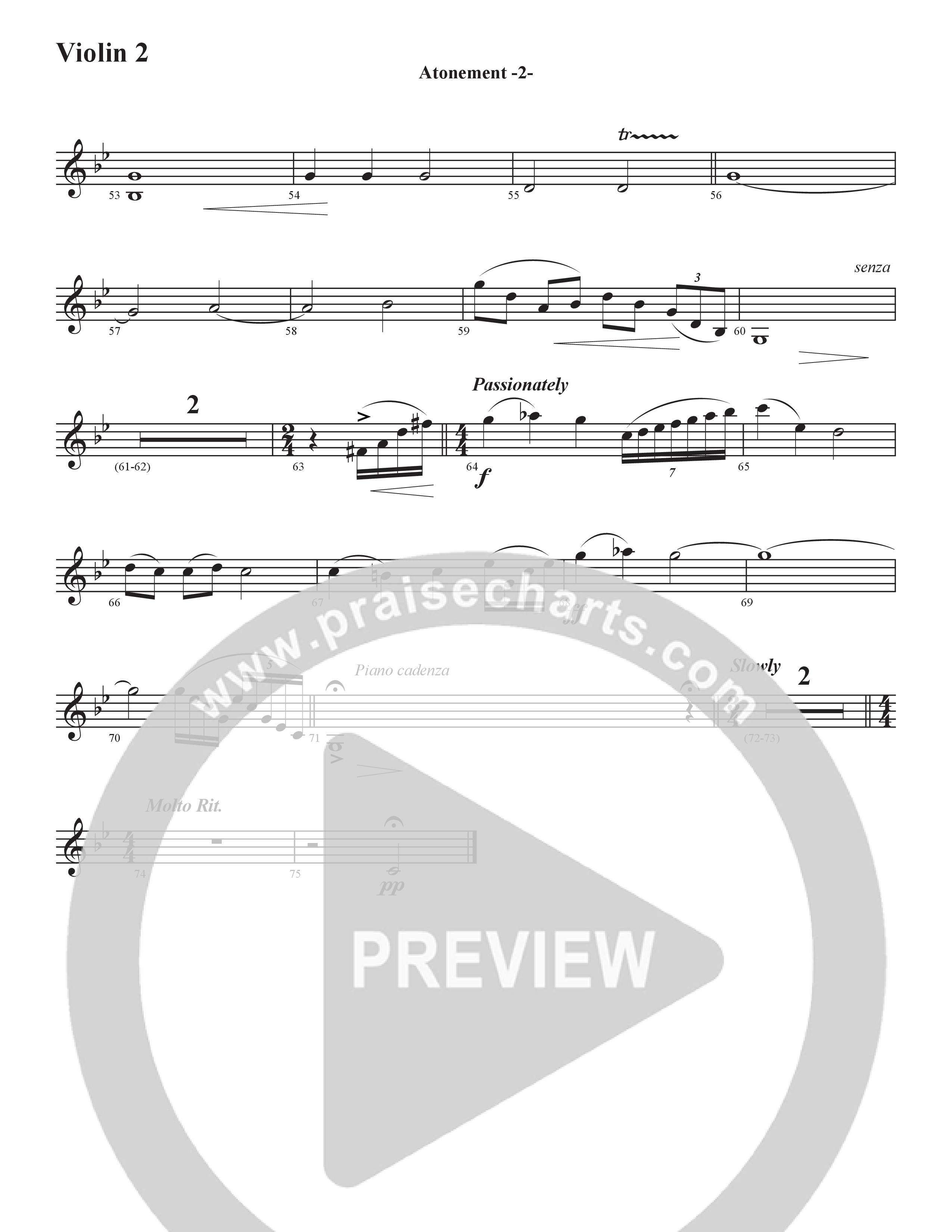 Atonement (Instrumental) Violin 2 (Word Music / Arr. David Hamilton)