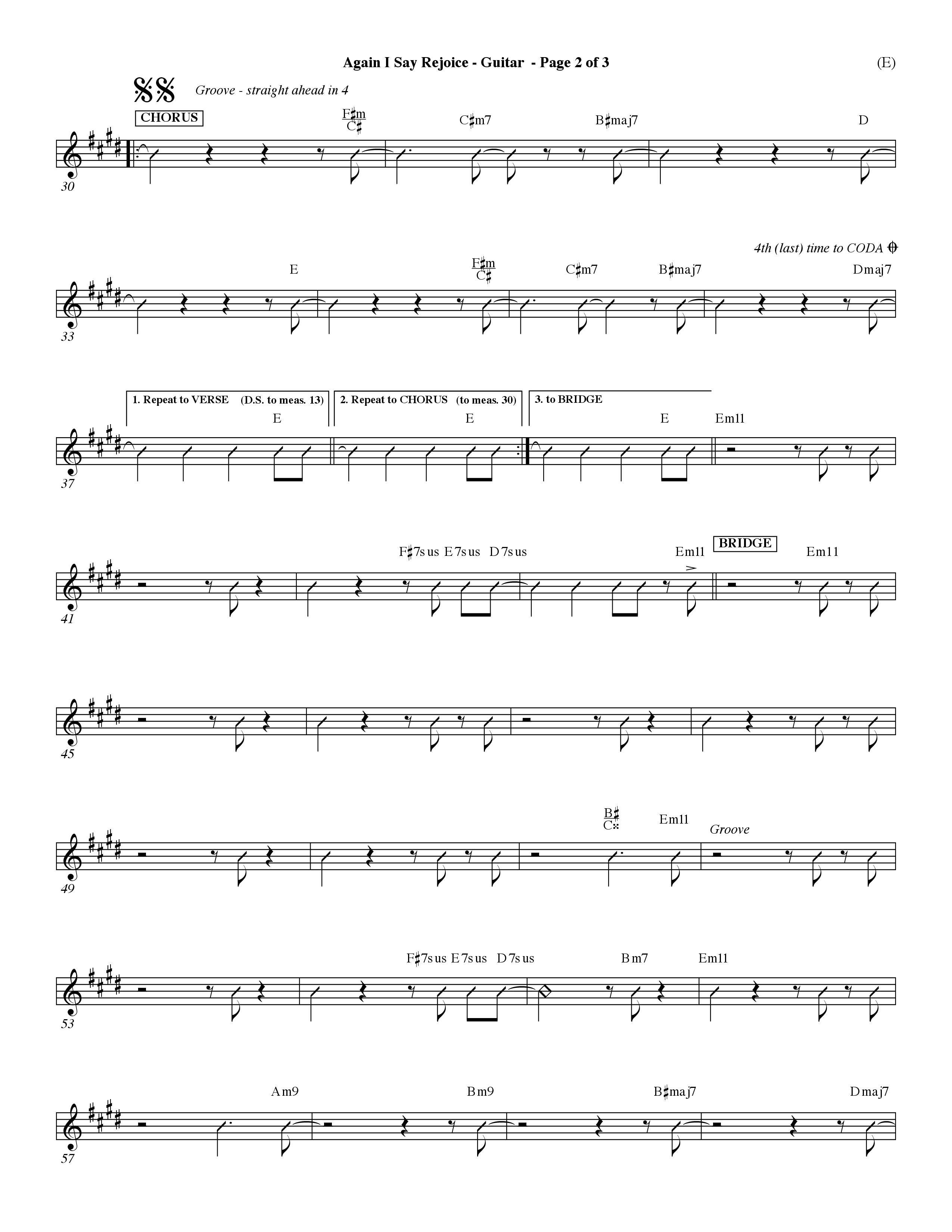 Again I Say Rejoice (Choral Anthem SATB) Acoustic Guitar (Word Music Choral / Arr. Dave Williamson)