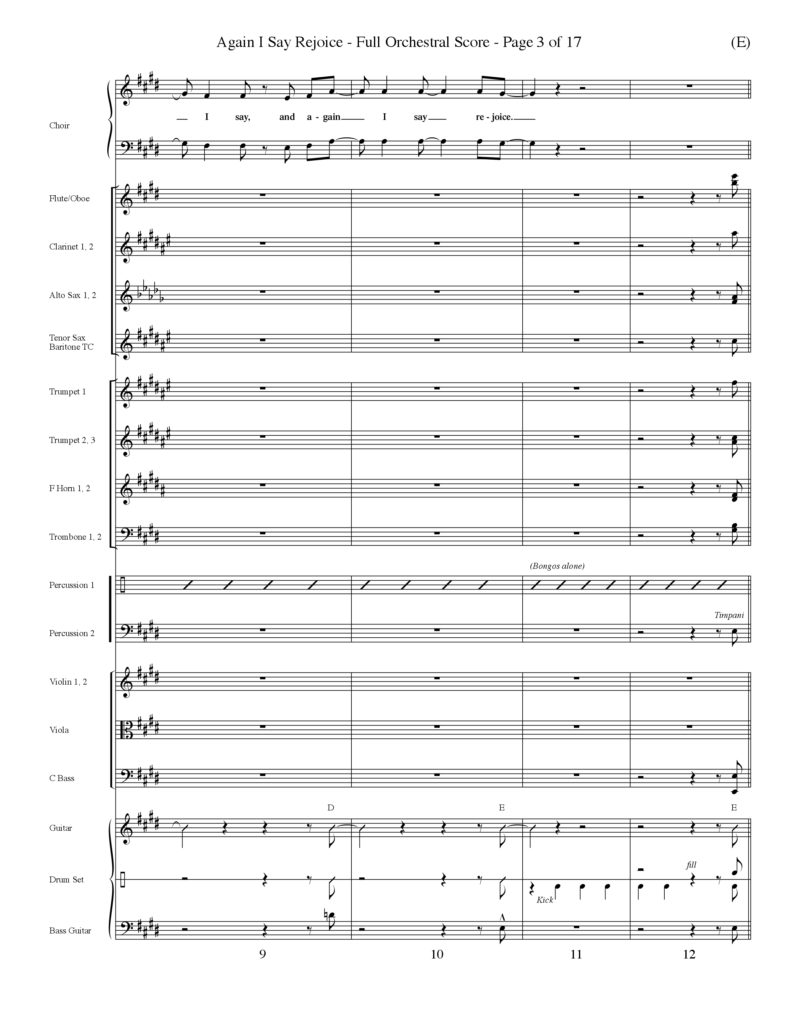 Again I Say Rejoice (Choral Anthem SATB) Orchestration (Word Music Choral / Arr. Dave Williamson)