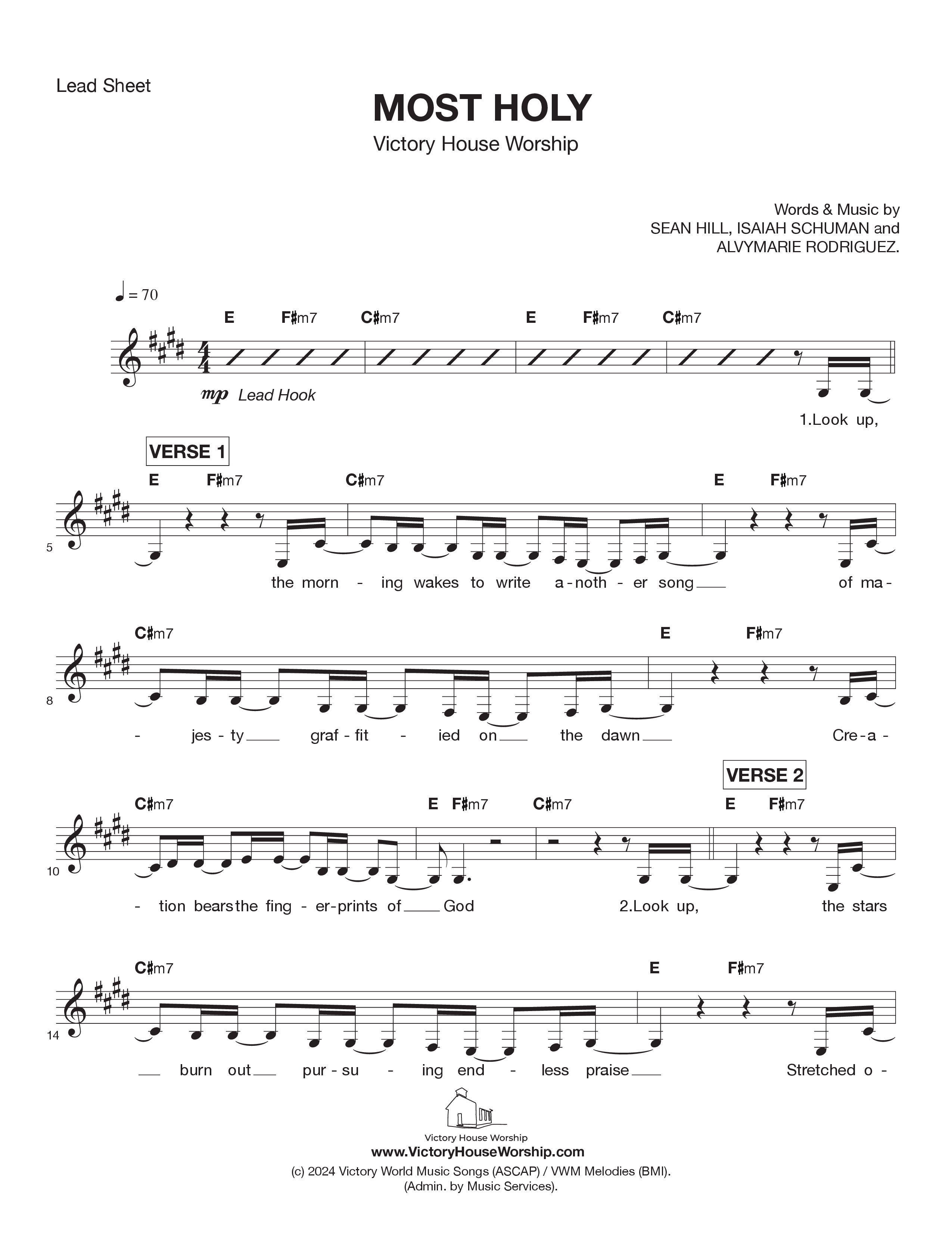 Most Holy (Live) Lead Sheet Melody (Victory House Worship)