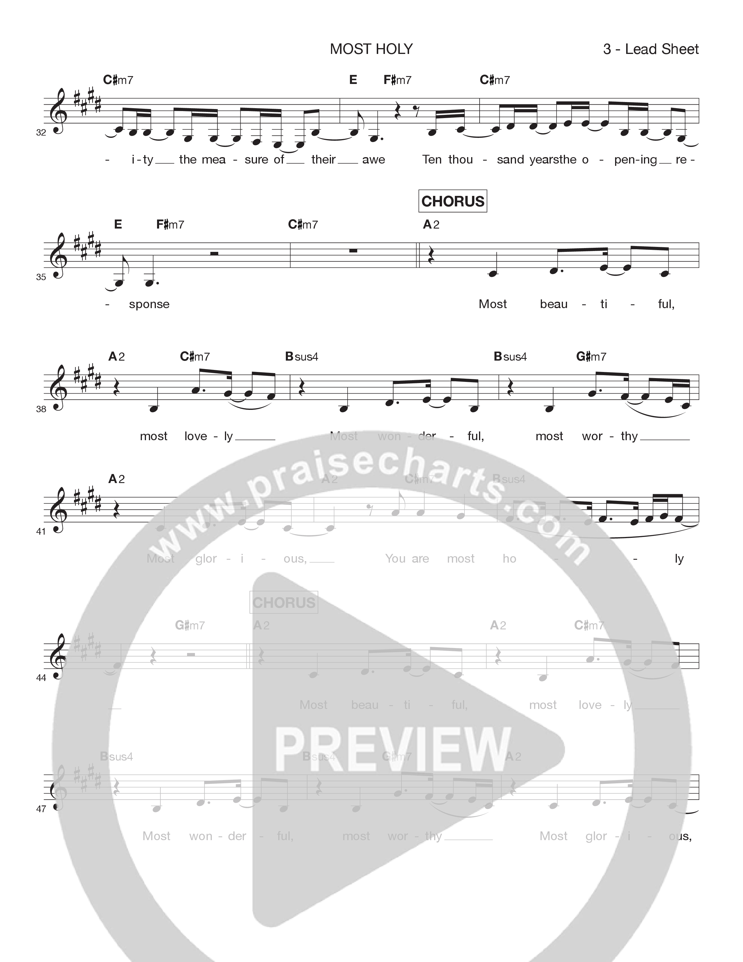 Most Holy (Live) Lead Sheet Melody (Victory House Worship)