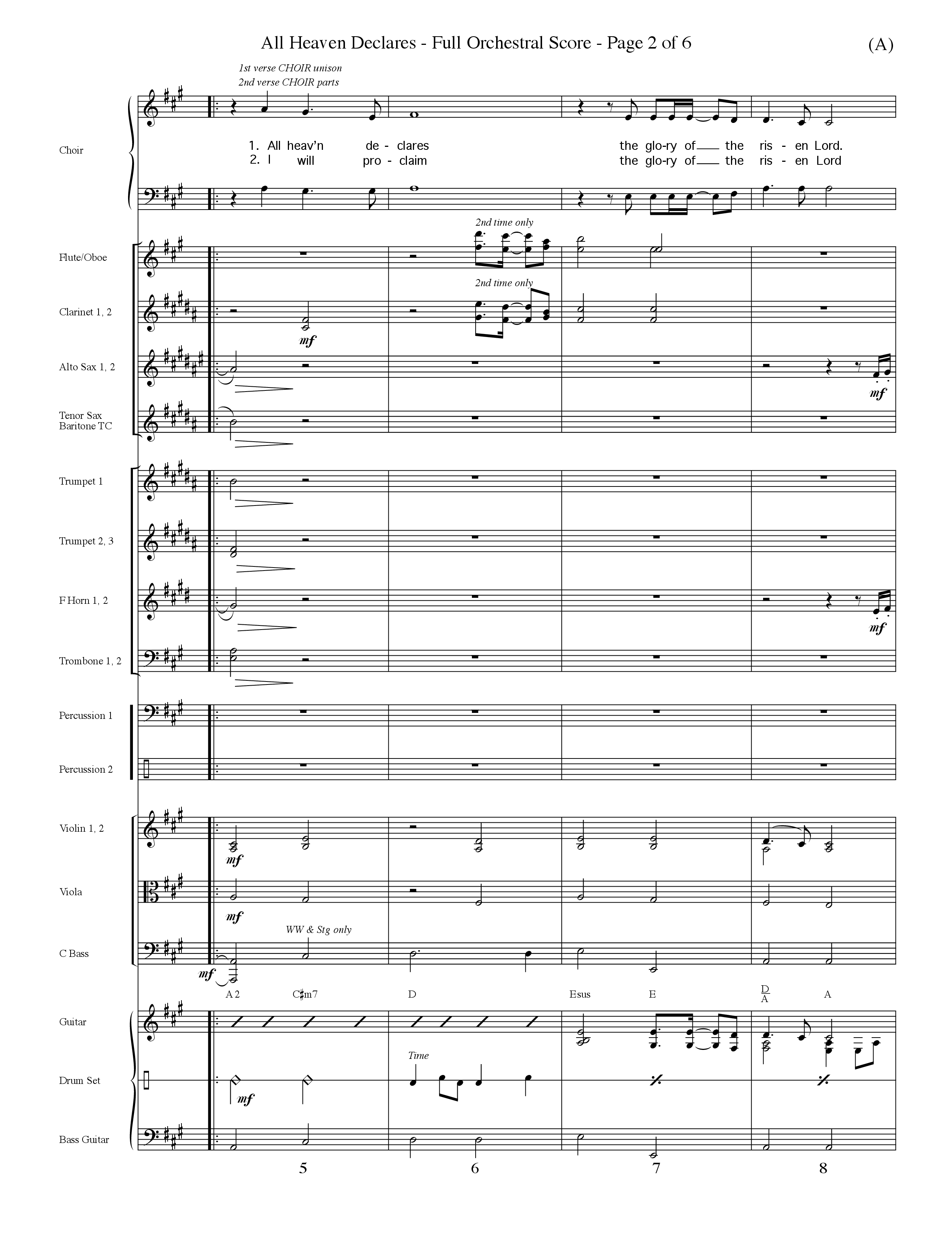All Heaven Declares (Choral Anthem SATB) Orchestration (Word Music Choral / Arr. David Winkler)