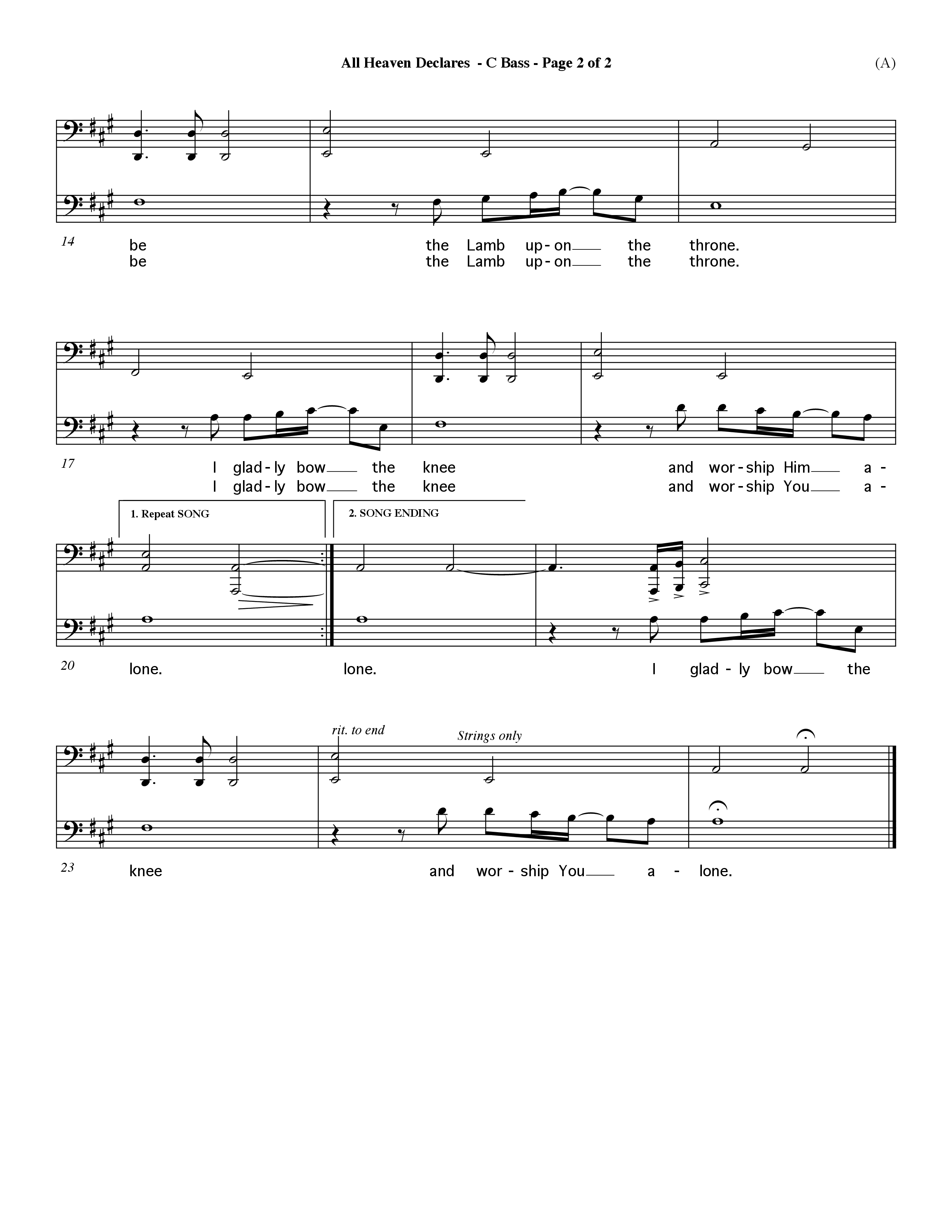 All Heaven Declares (Choral Anthem SATB) Contrabass (Word Music Choral / Arr. David Winkler)