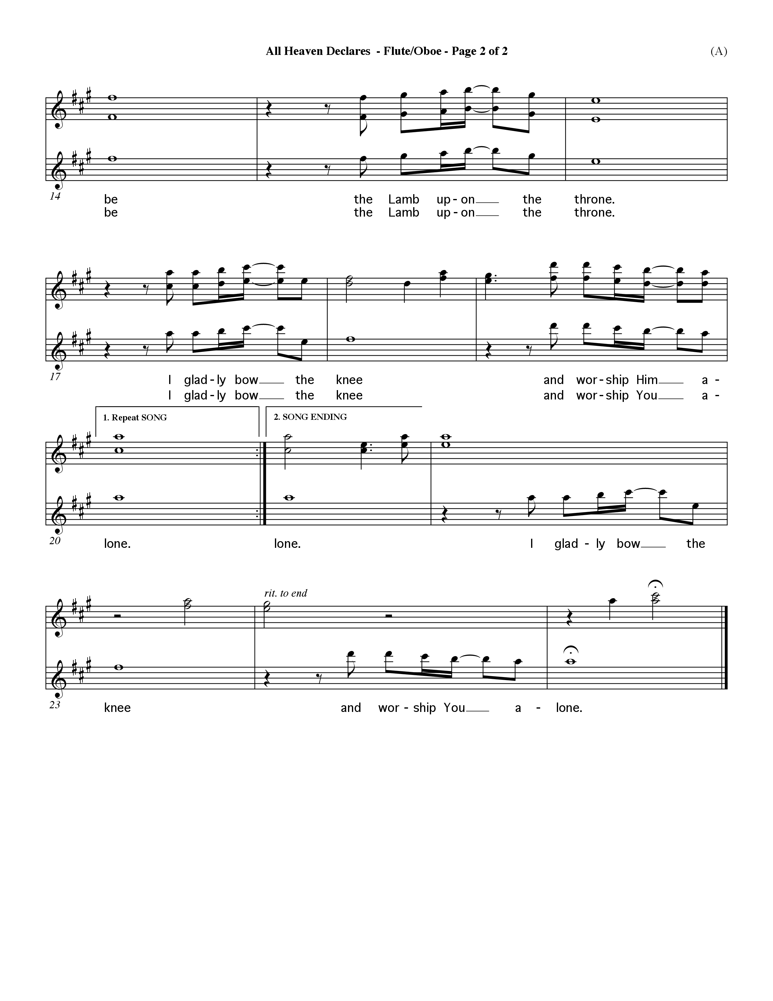 All Heaven Declares (Choral Anthem SATB) Flute/Oboe (Word Music Choral / Arr. David Winkler)