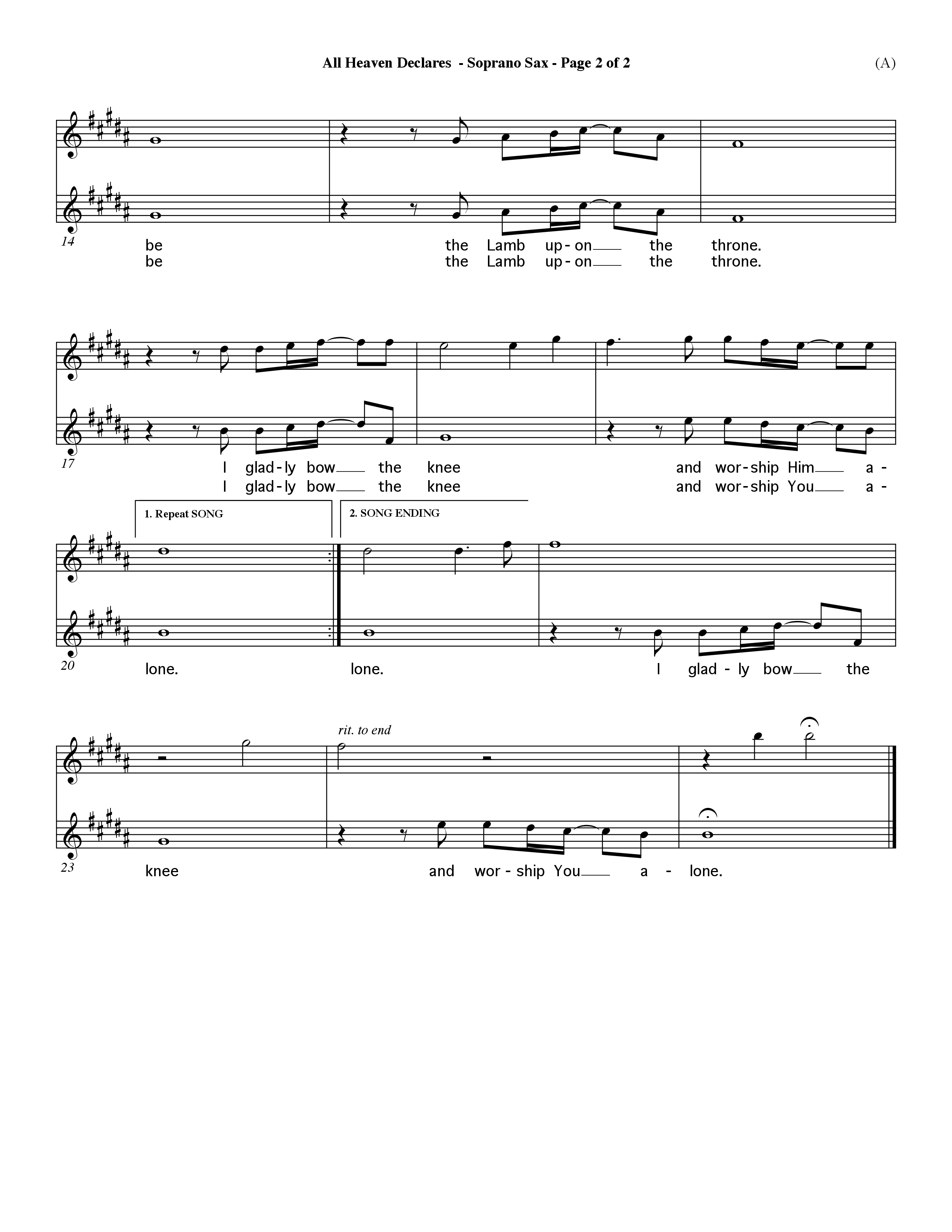 All Heaven Declares (Choral Anthem SATB) Saxophone (Word Music Choral / Arr. David Winkler)