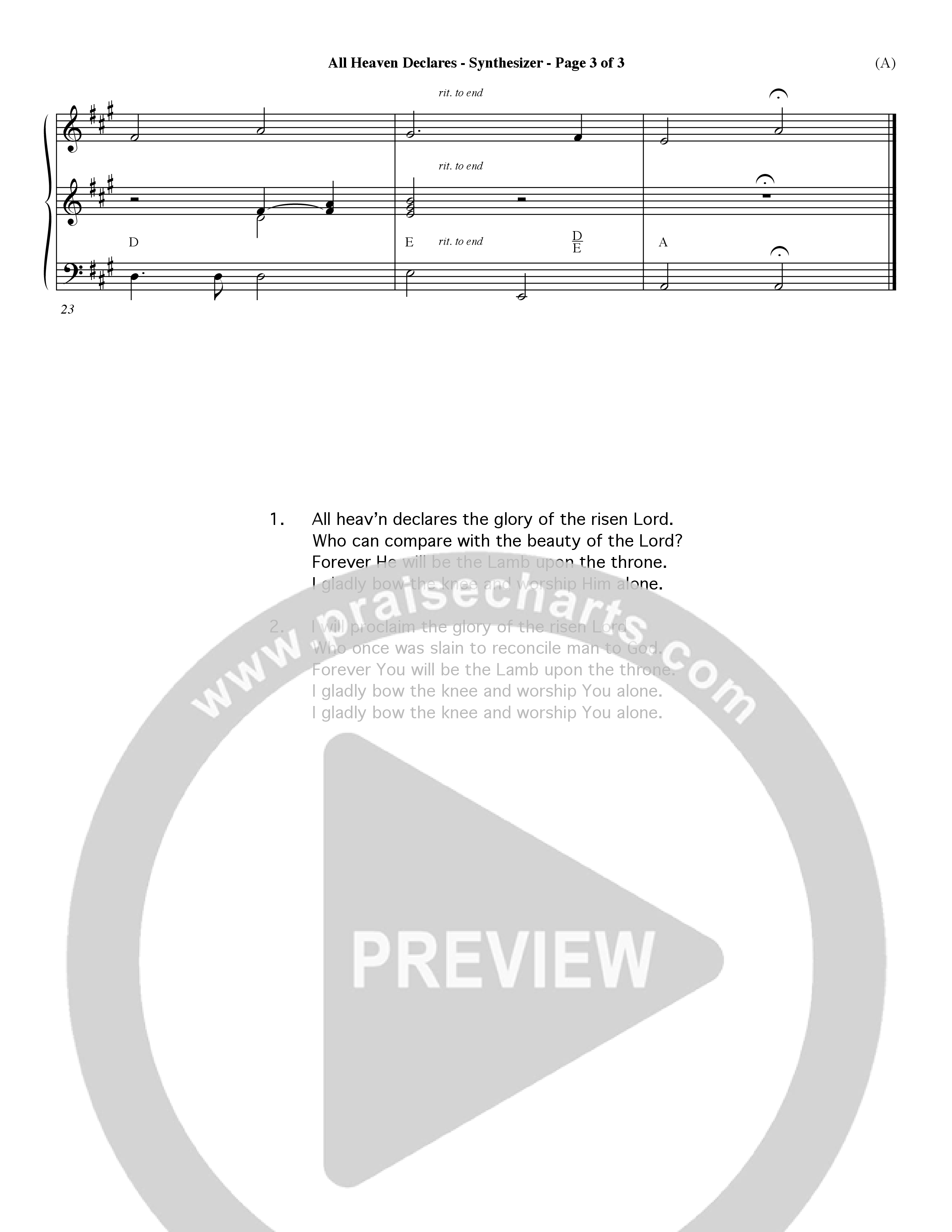 All Heaven Declares (Choral Anthem SATB) Synth (Word Music Choral / Arr. David Winkler)