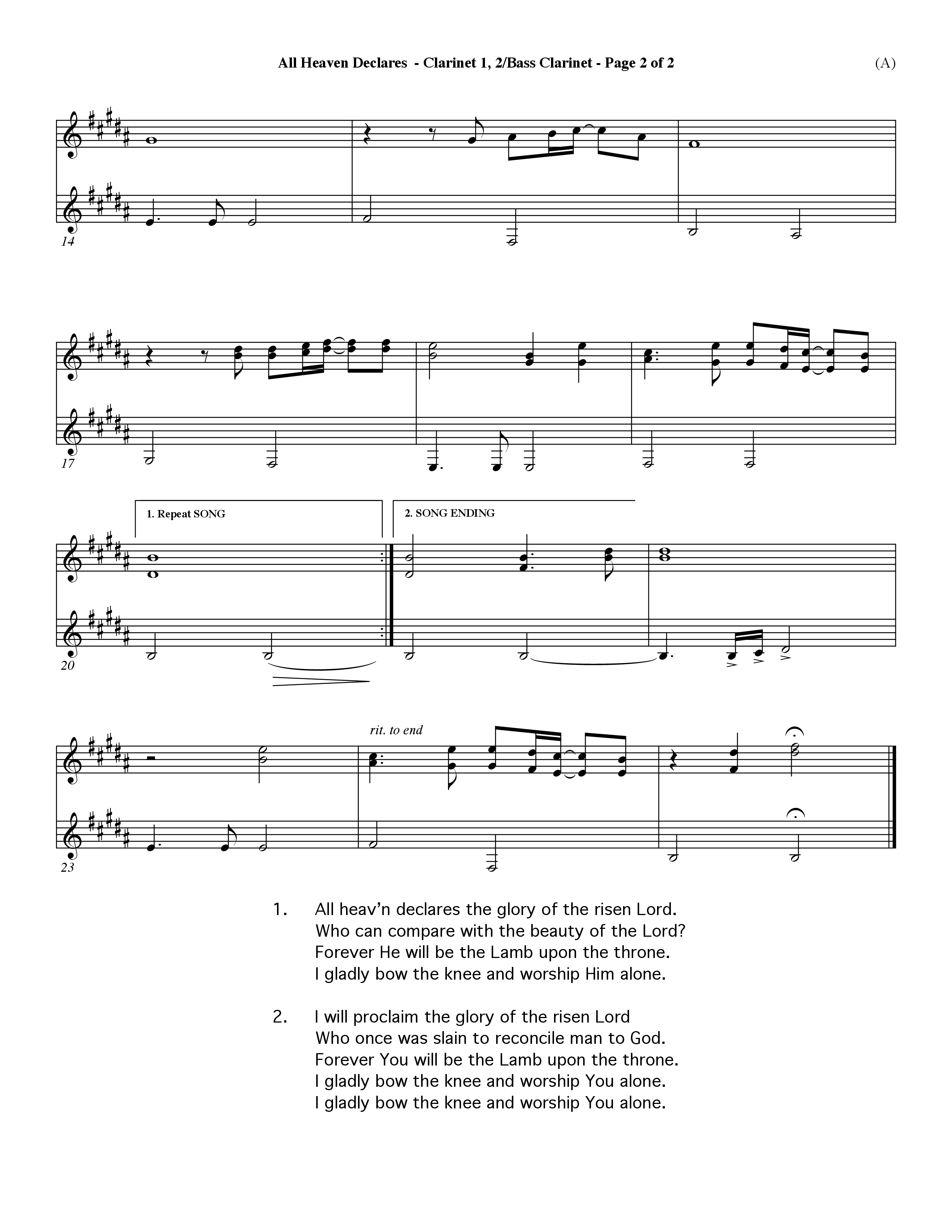 All Heaven Declares (Choral Anthem SATB) Tenor Sax/Baritone T.C. (Word Music Choral / Arr. David Winkler)