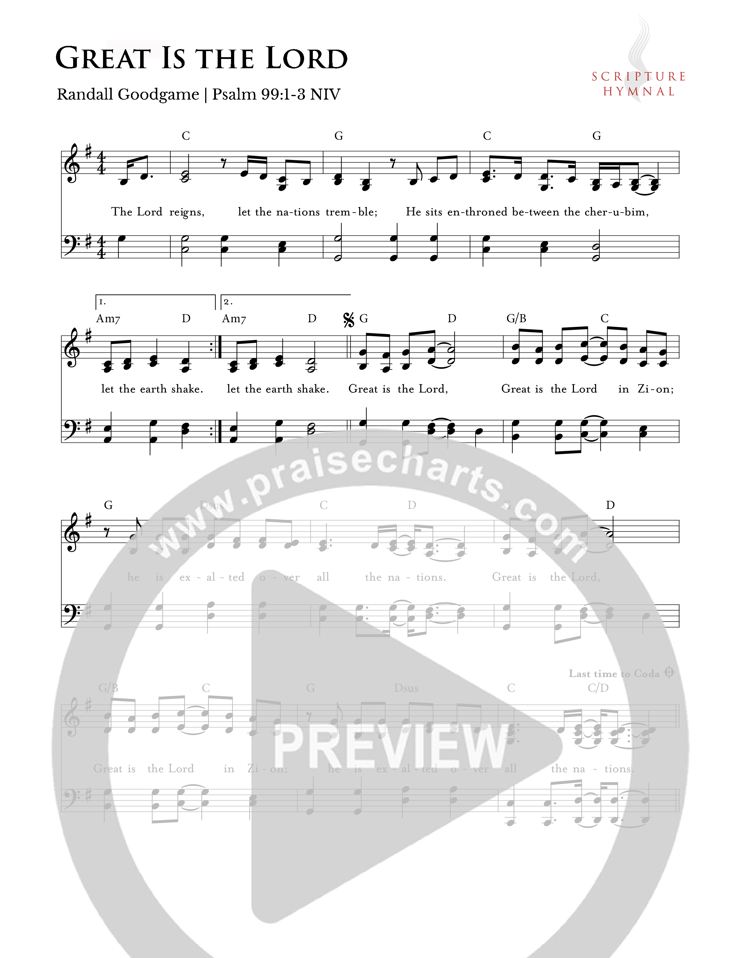 Great Is the Lord Lead Sheet Melody (Scripture Hymnal)