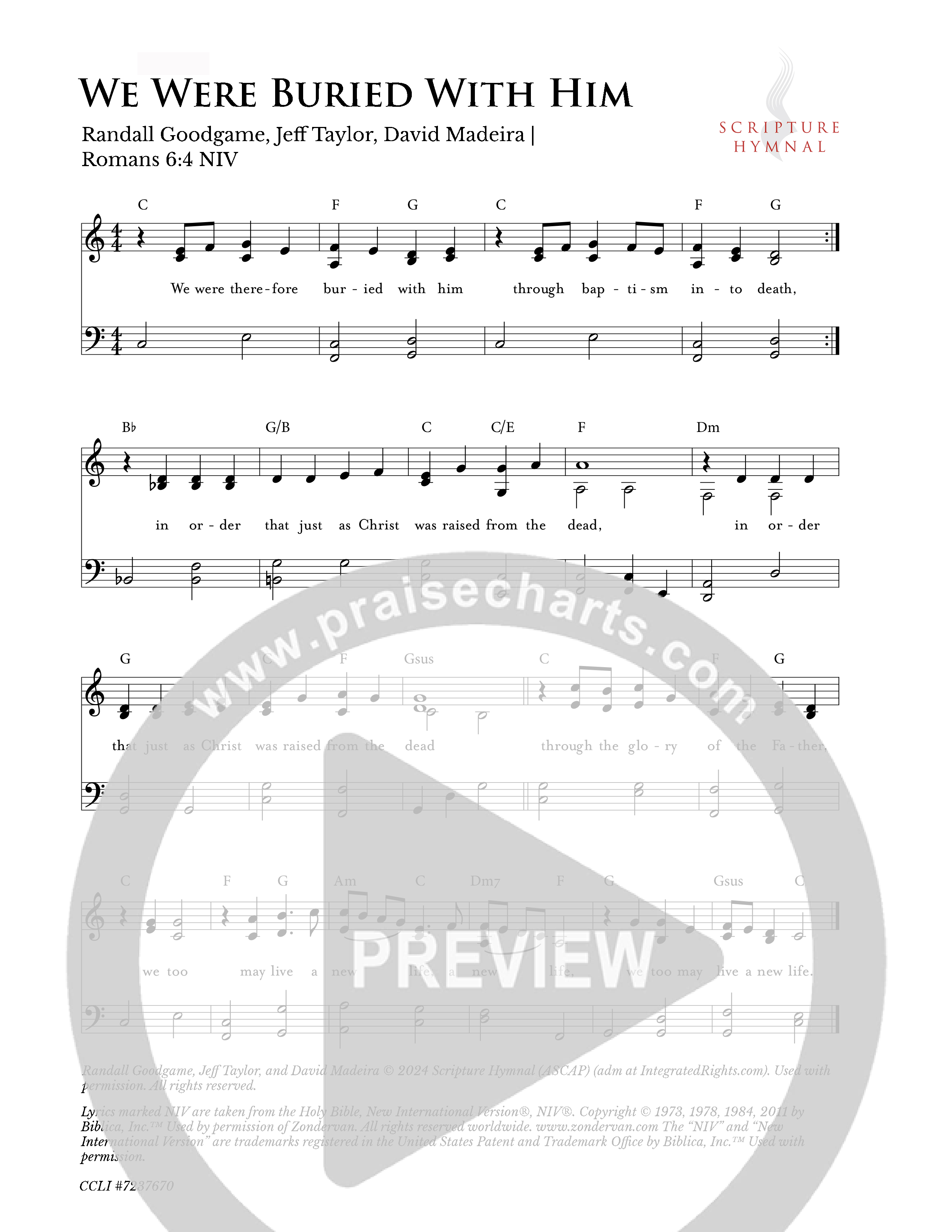 We Were Buried With Him Lead Sheet Melody (Scripture Hymnal)