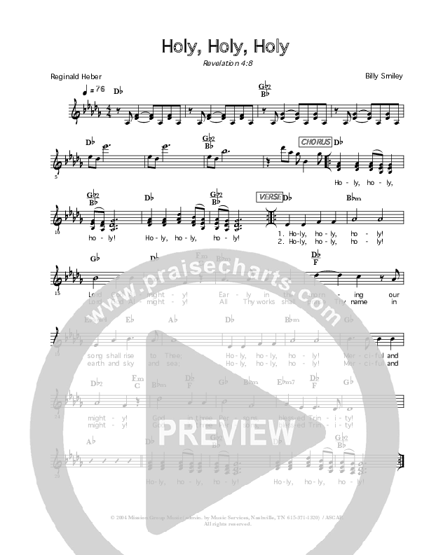 Holy Holy Holy Lead Sheet (Kristina)