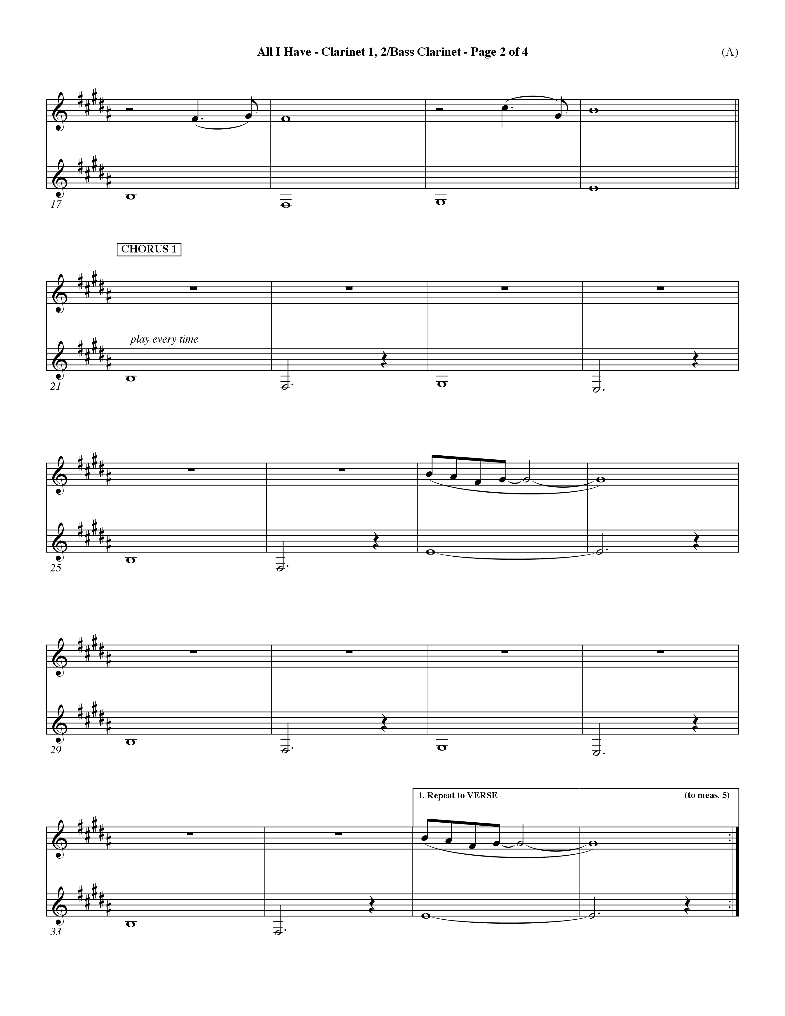 All I Have (Choral Anthem SATB) Clarinet 1/2, Bass Clarinet (Word Music Choral / Orch. Dave Williamson)