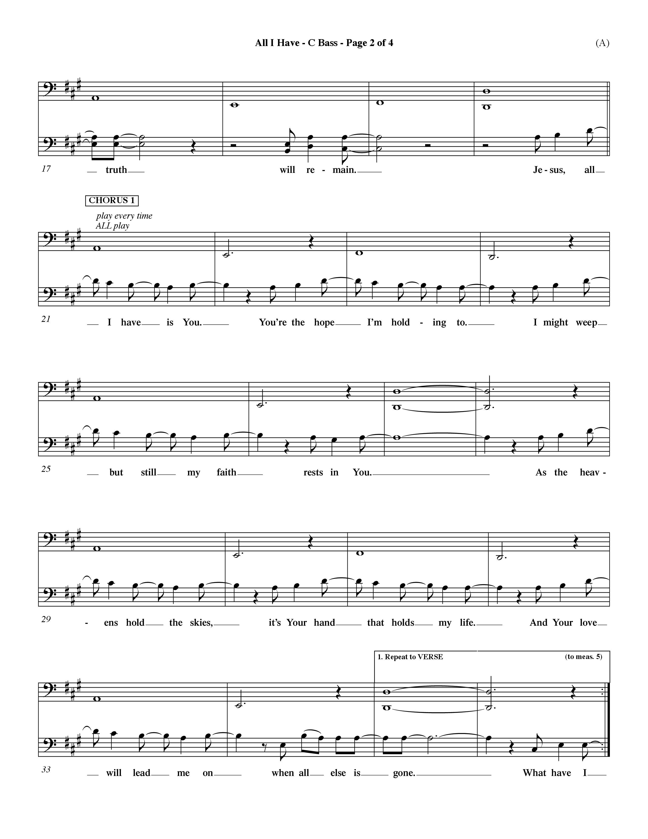 All I Have (Choral Anthem SATB) Contrabass (Word Music Choral / Orch. Dave Williamson)