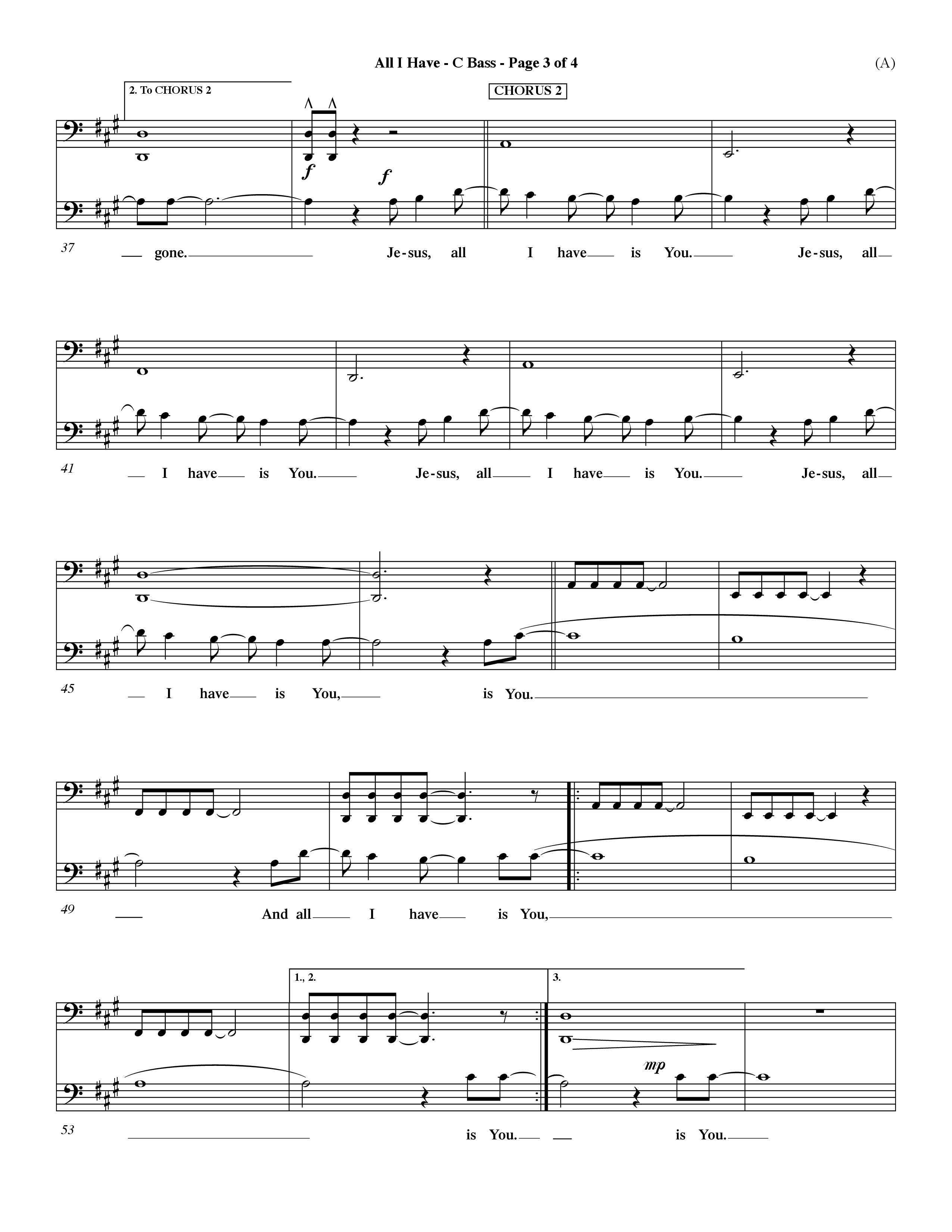 All I Have (Choral Anthem SATB) Contrabass (Word Music Choral / Orch. Dave Williamson)