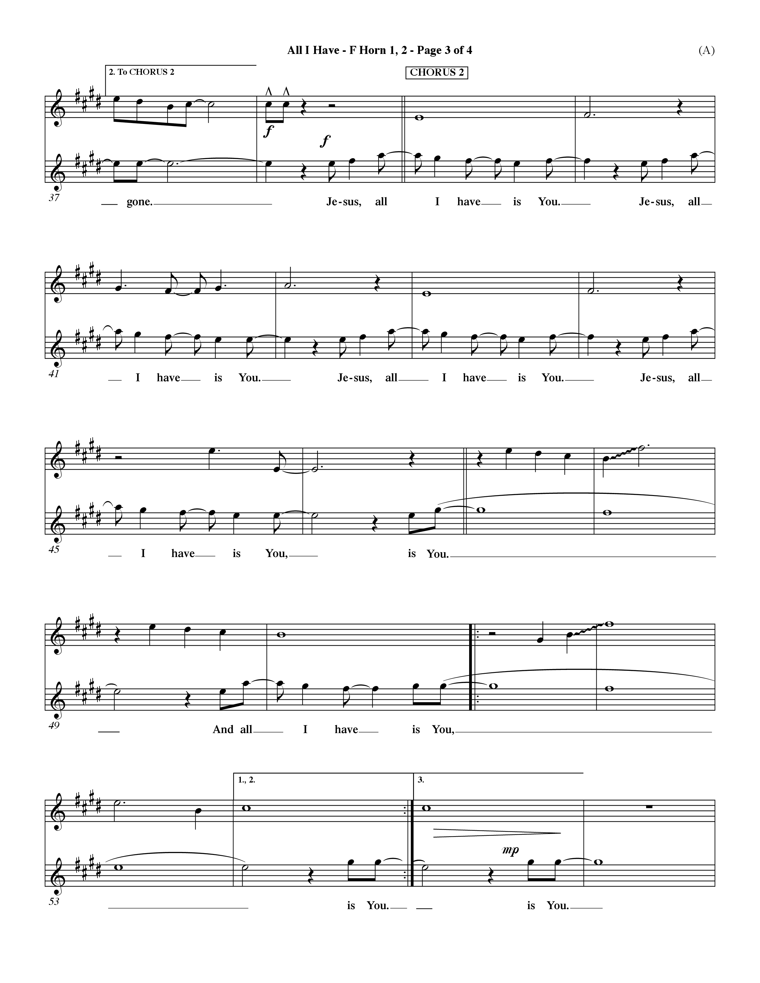 All I Have (Choral Anthem SATB) French Horn (Word Music Choral / Orch. Dave Williamson)