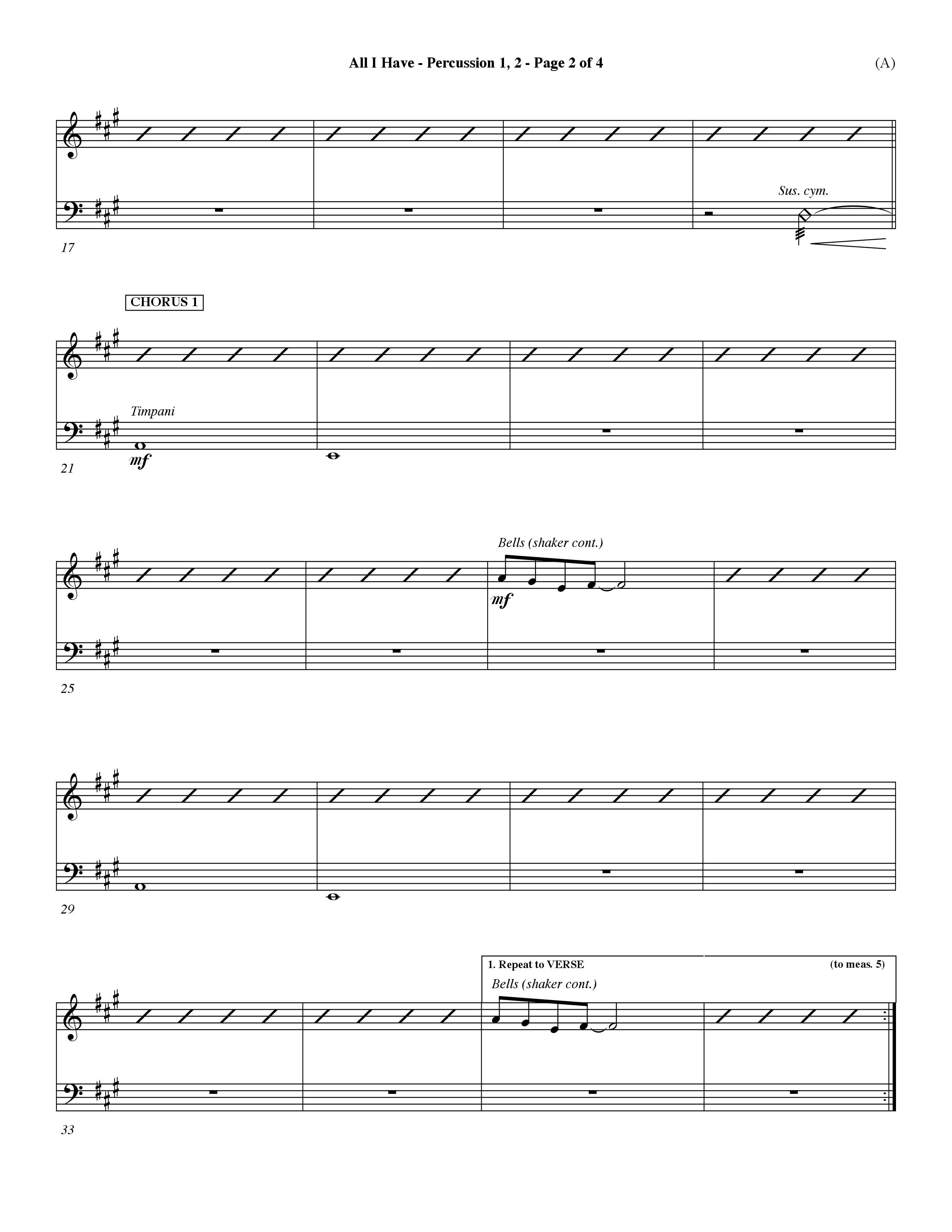 All I Have (Choral Anthem SATB) Percussion 1/2 (Word Music Choral / Orch. Dave Williamson)
