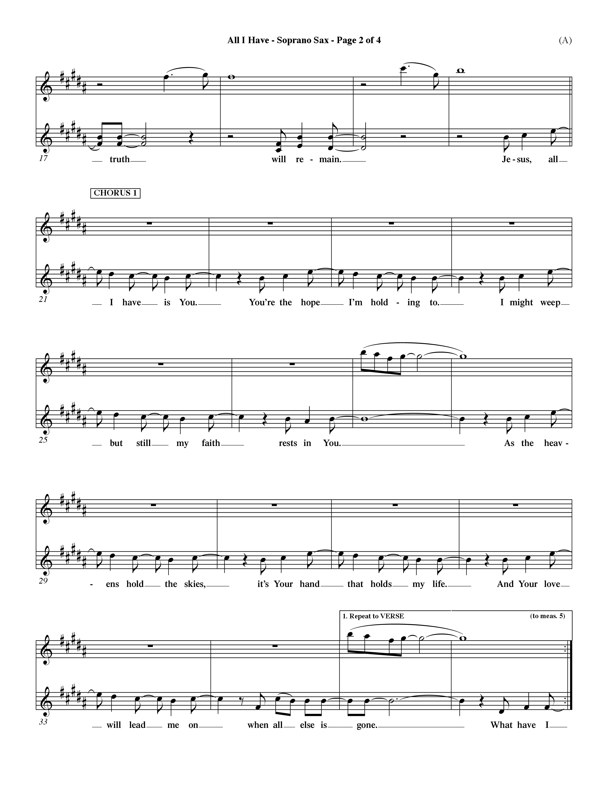 All I Have (Choral Anthem SATB) Saxophone (Word Music Choral / Orch. Dave Williamson)