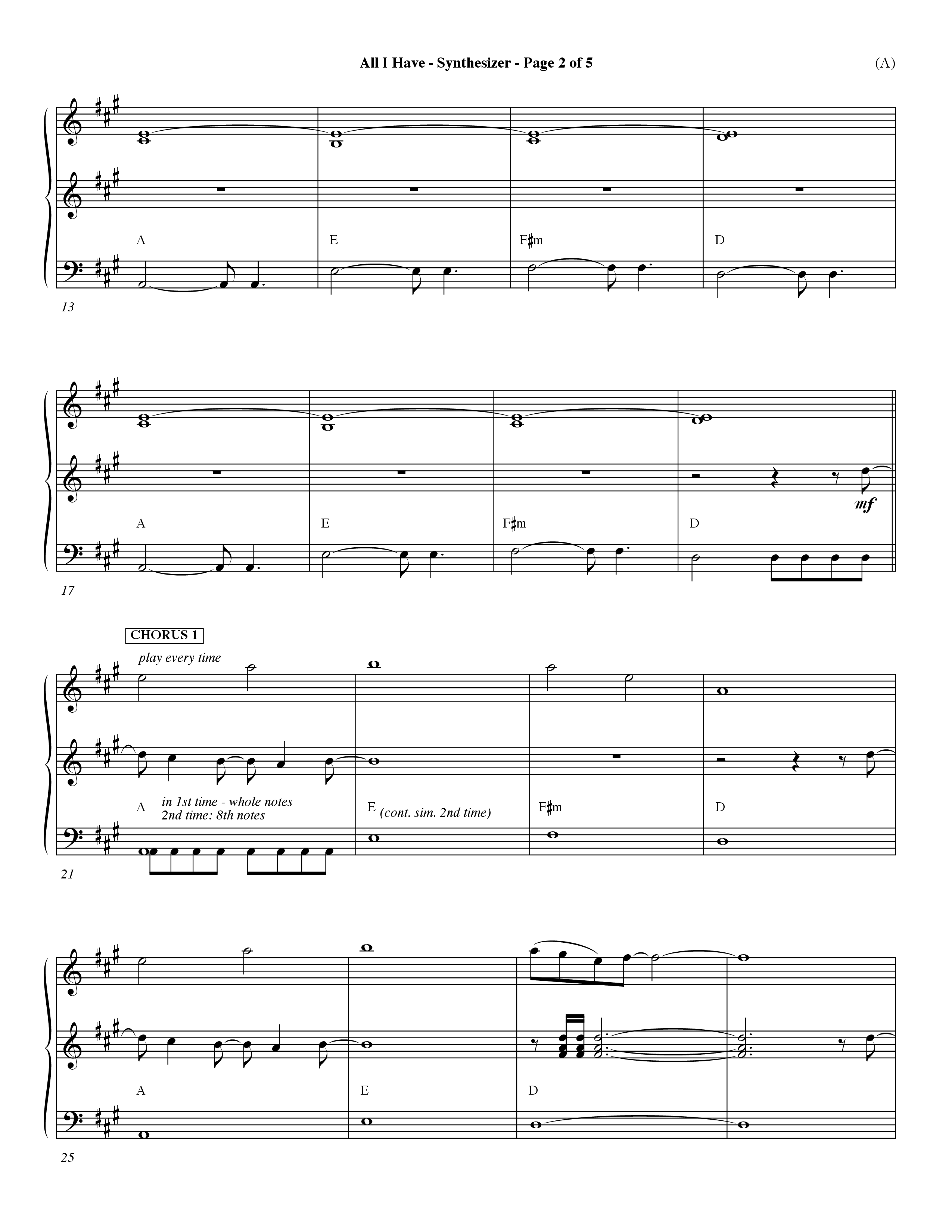 All I Have (Choral Anthem SATB) Synth (Word Music Choral / Orch. Dave Williamson)