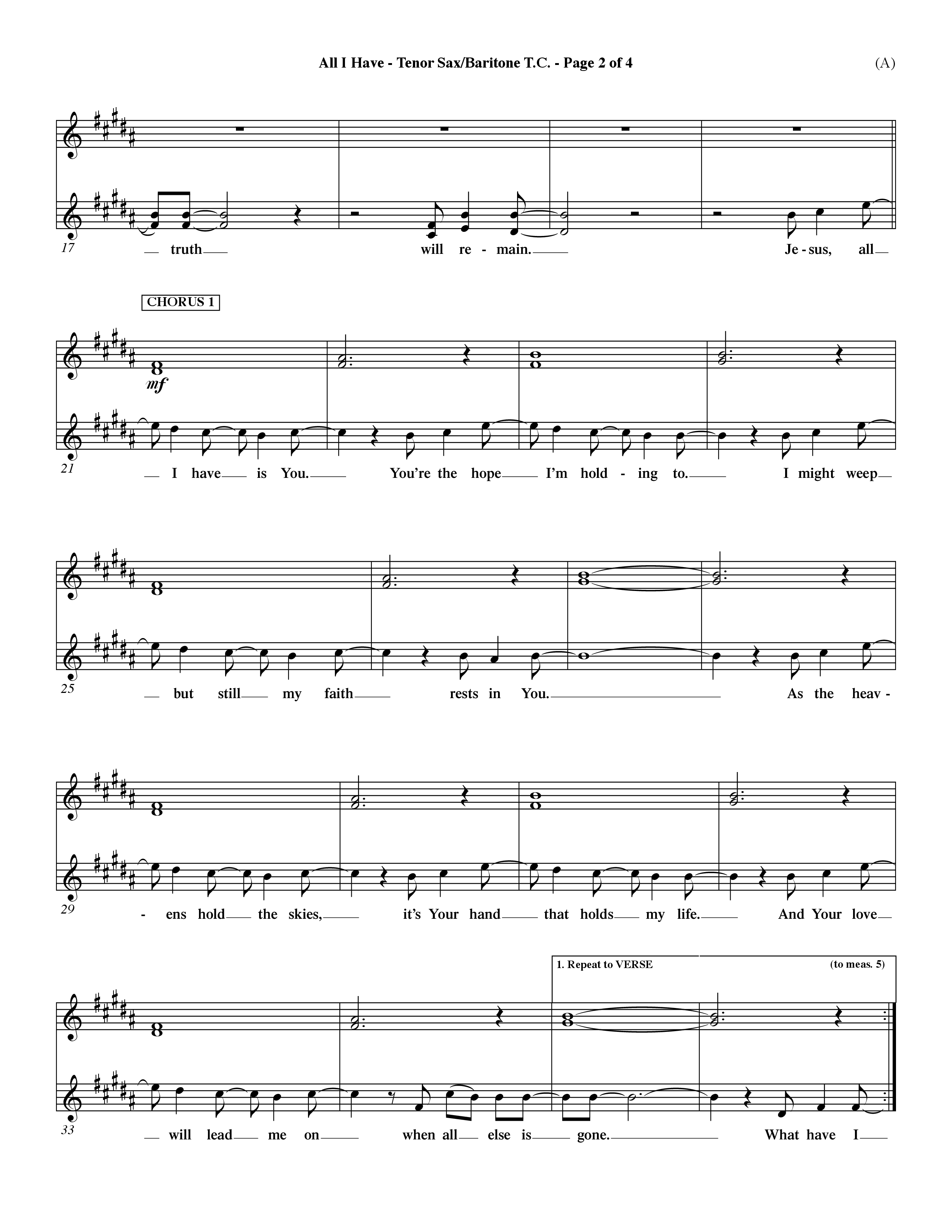All I Have (Choral Anthem SATB) Tenor Sax/Baritone T.C. (Word Music Choral / Orch. Dave Williamson)