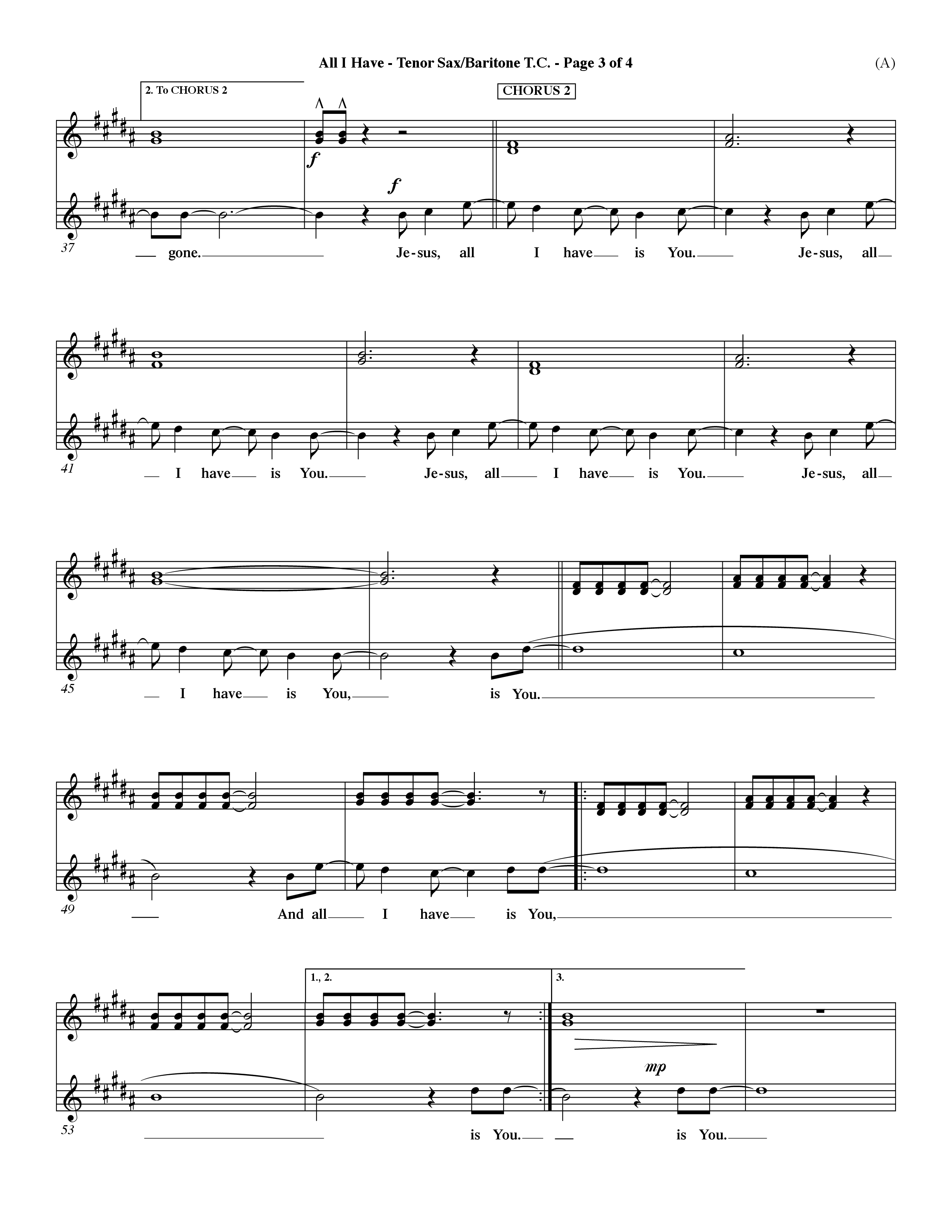 All I Have (Choral Anthem SATB) Tenor Sax/Baritone T.C. (Word Music Choral / Orch. Dave Williamson)