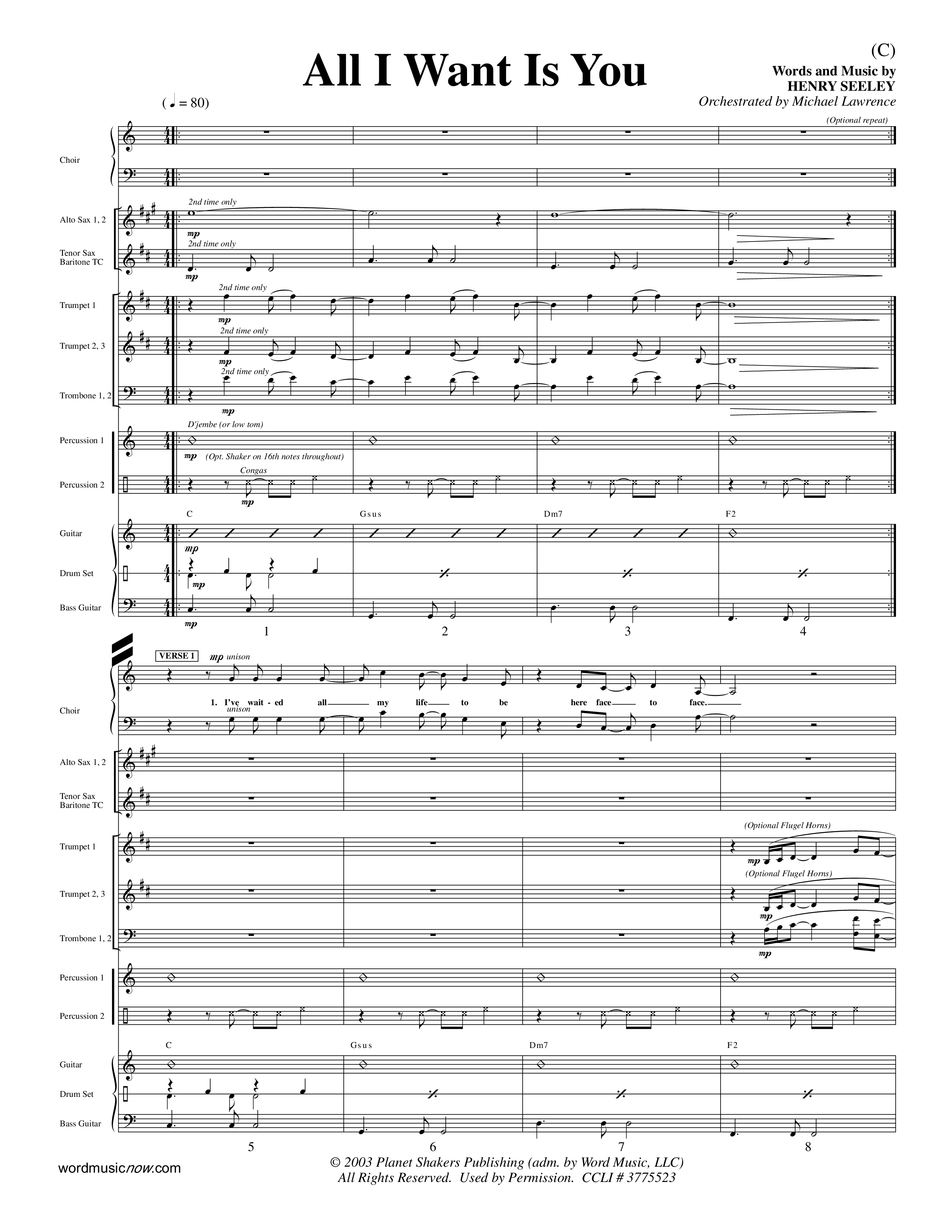 All I Want Is You (Choral Anthem SATB) PraiseBand (incl. Brass) (Word Music Choral / Orch. Michael Lawrence)