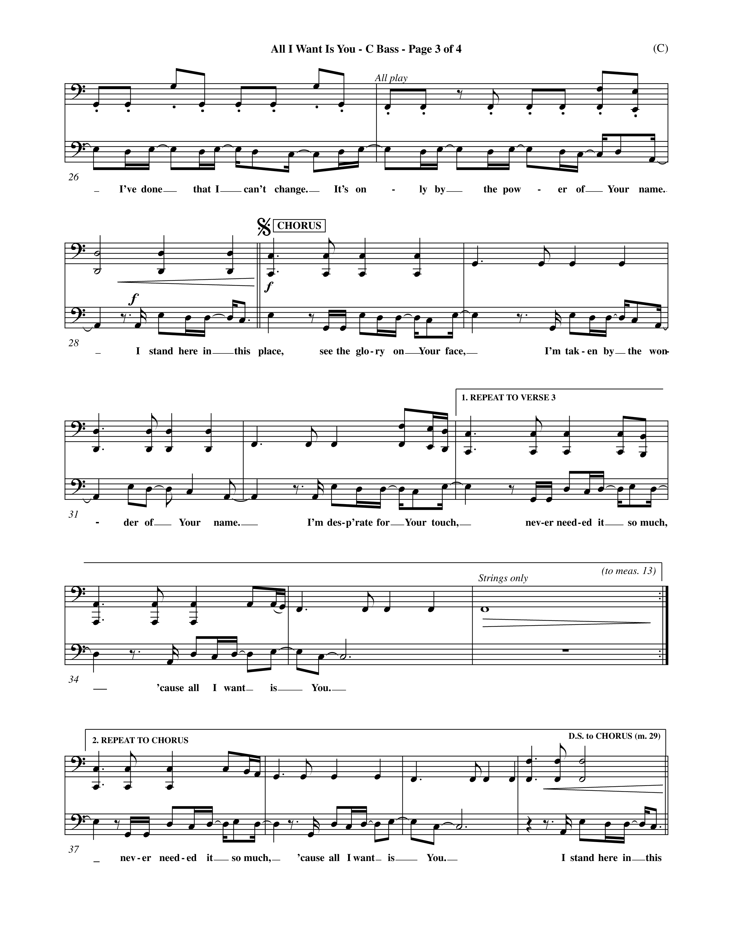 All I Want Is You (Choral Anthem SATB) Contrabass (Word Music Choral / Orch. Michael Lawrence)