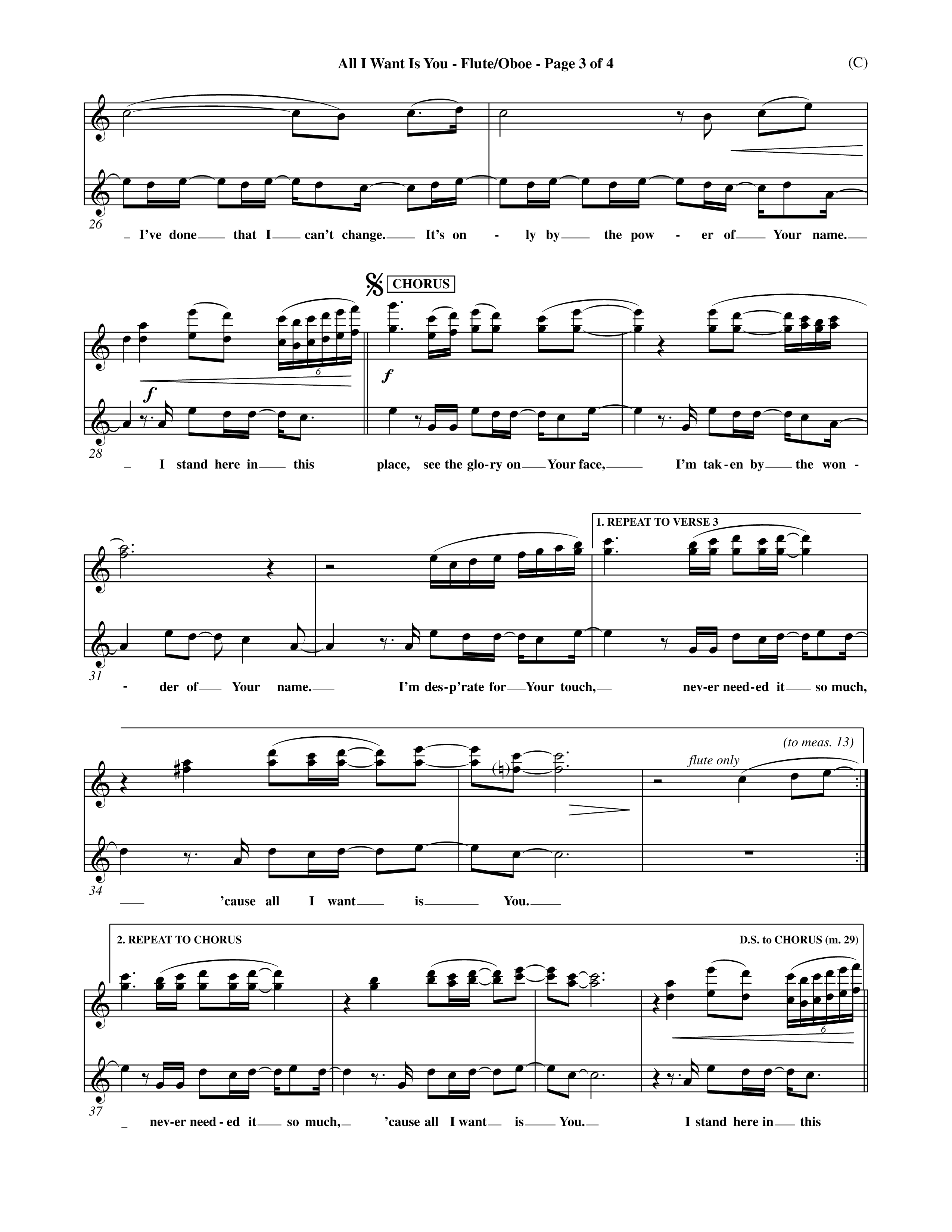 All I Want Is You (Choral Anthem SATB) Flute/Oboe (Word Music Choral / Orch. Michael Lawrence)