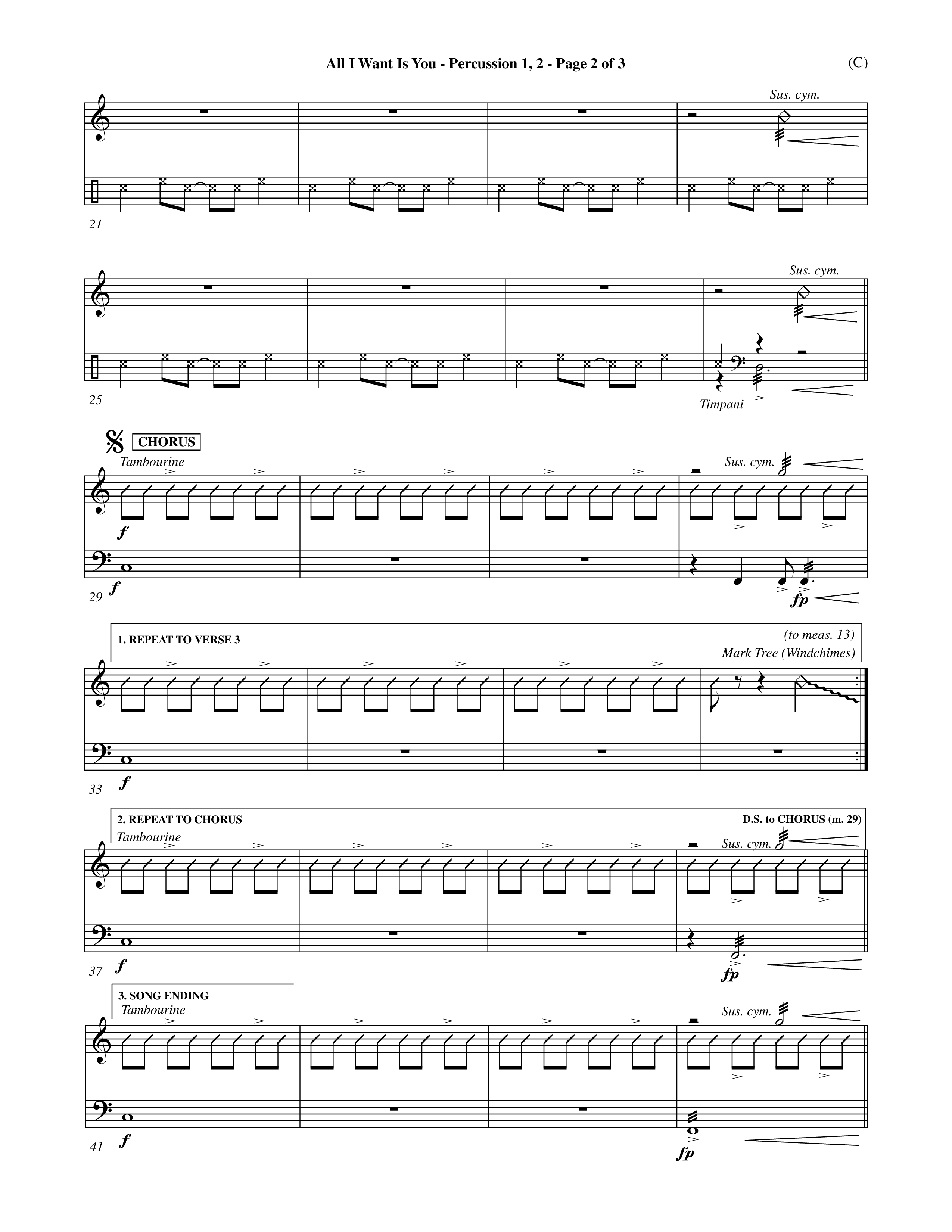All I Want Is You (Choral Anthem SATB) Percussion 1/2 (Word Music Choral / Orch. Michael Lawrence)
