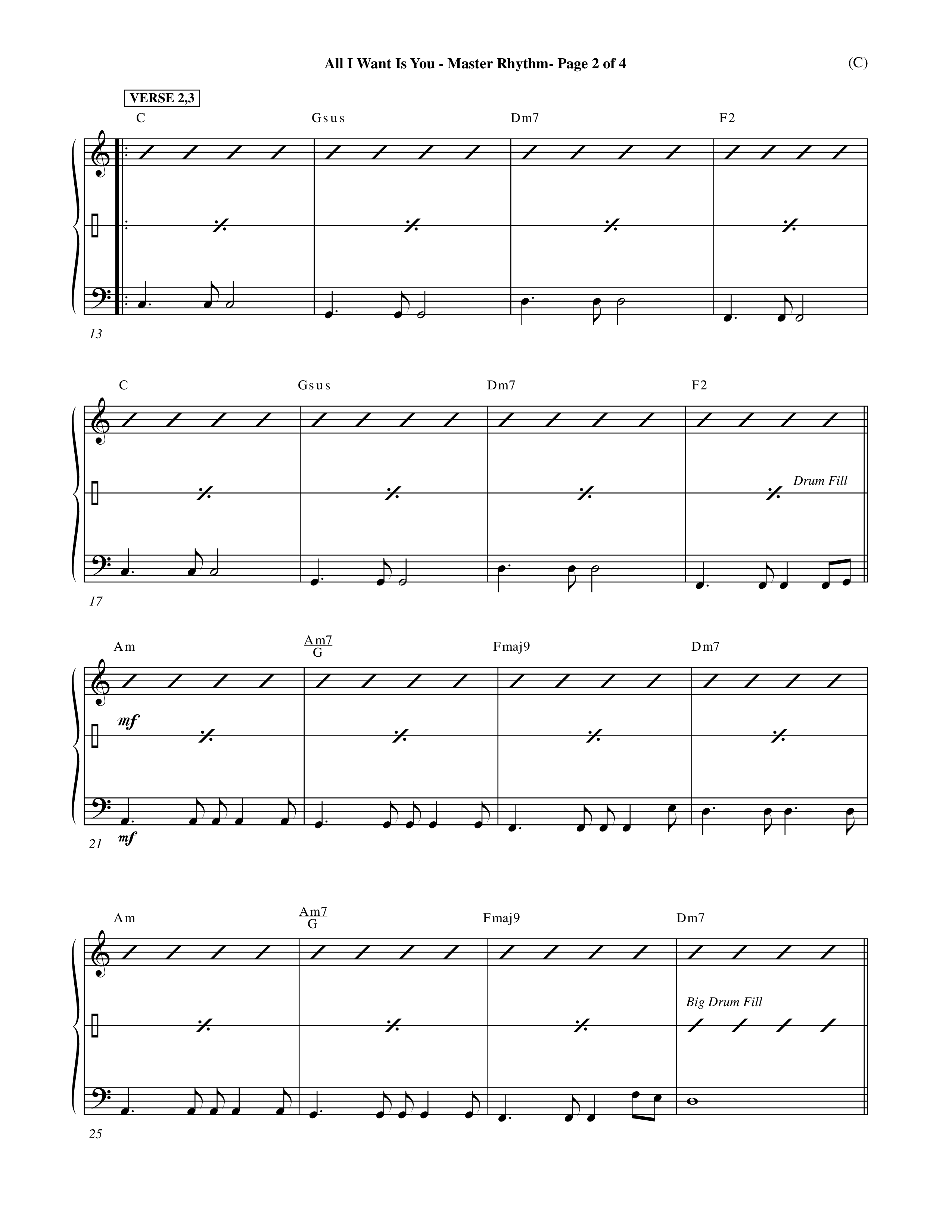 All I Want Is You (Choral Anthem SATB) Rhythm Chart (Word Music Choral / Orch. Michael Lawrence)